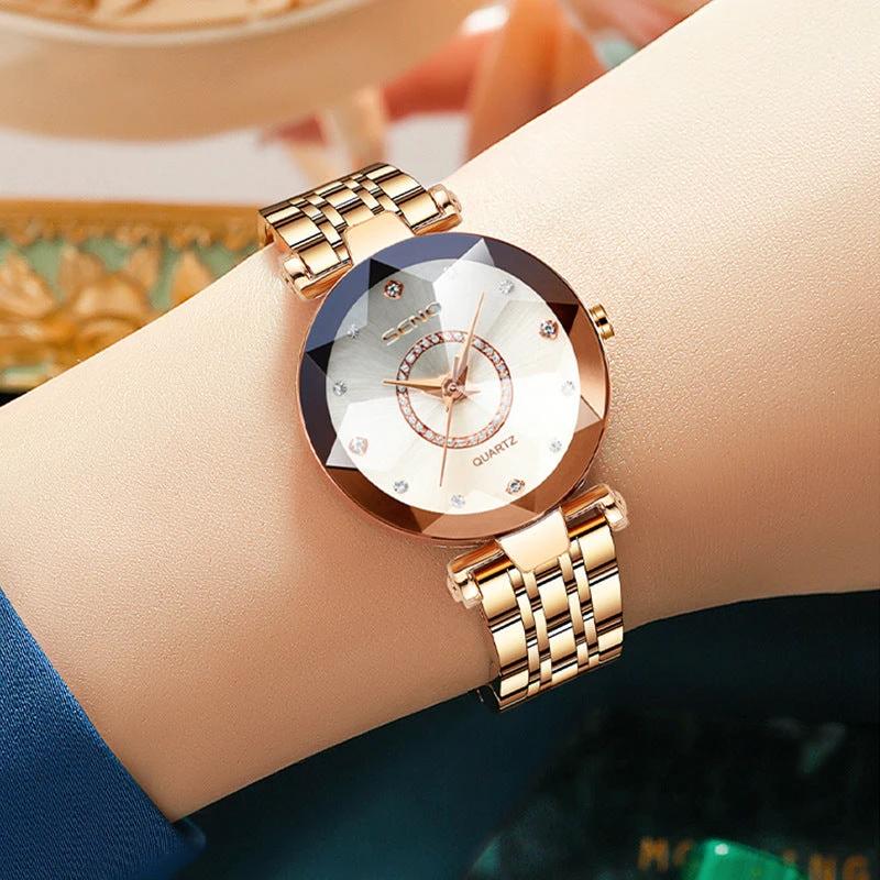 Diamond Inlaid Steel Strap Women's Waterproof Watch by BowLift