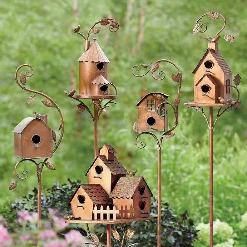 European Metal Bird House+Garden Yard/Craft Decoration by BowLift