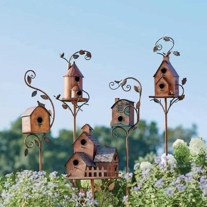 European Metal Bird House+Garden Yard/Craft Decoration by BowLift