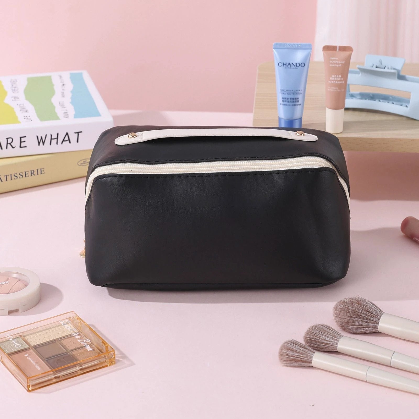 BowLift 丨 Portable Travel Cosmetic Bag Large Capacity High-value PU Leather by BowLift