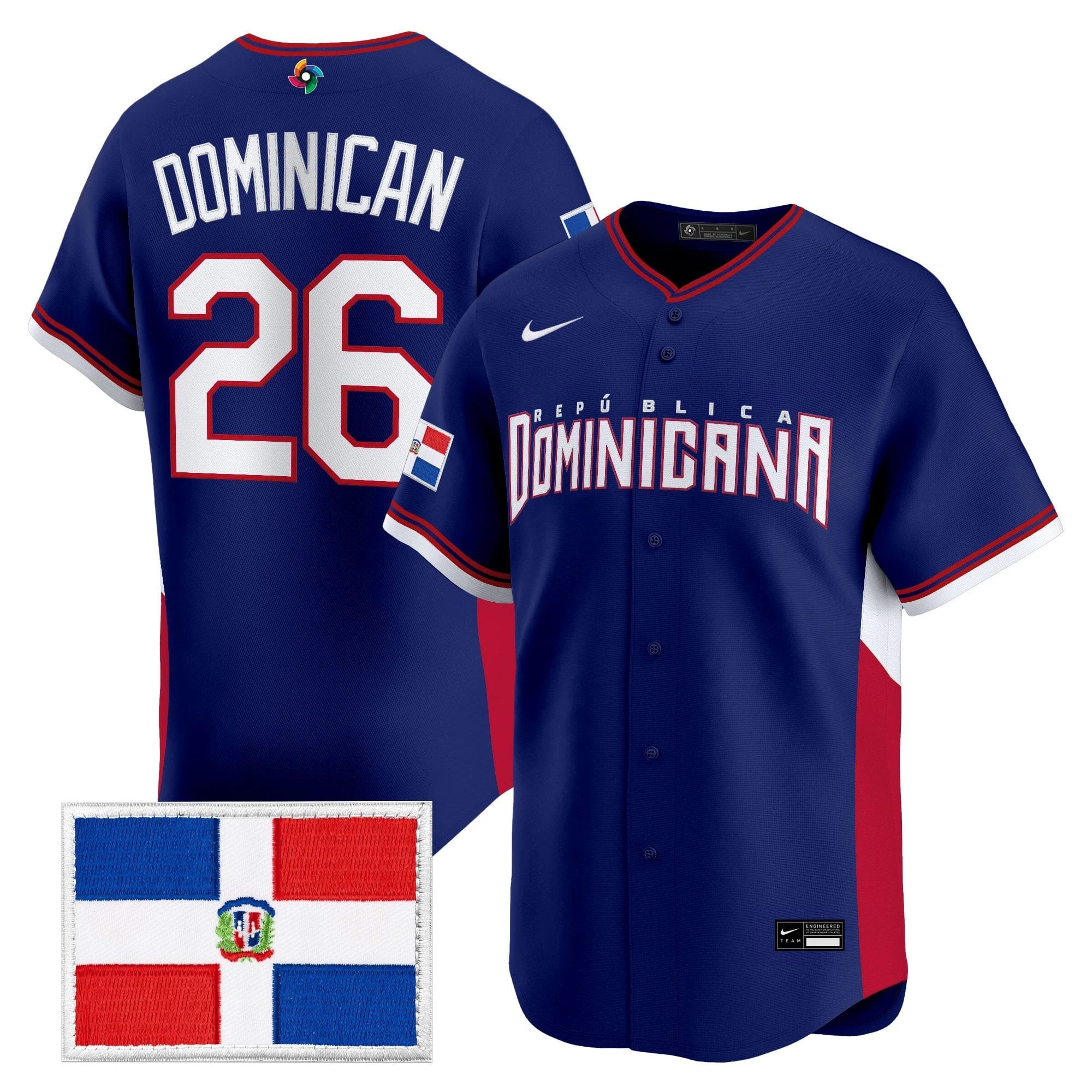 Team Dominican Republic World Baseball Classic Vapor Premier Jersey - All Stitched by Team Dominican Republic