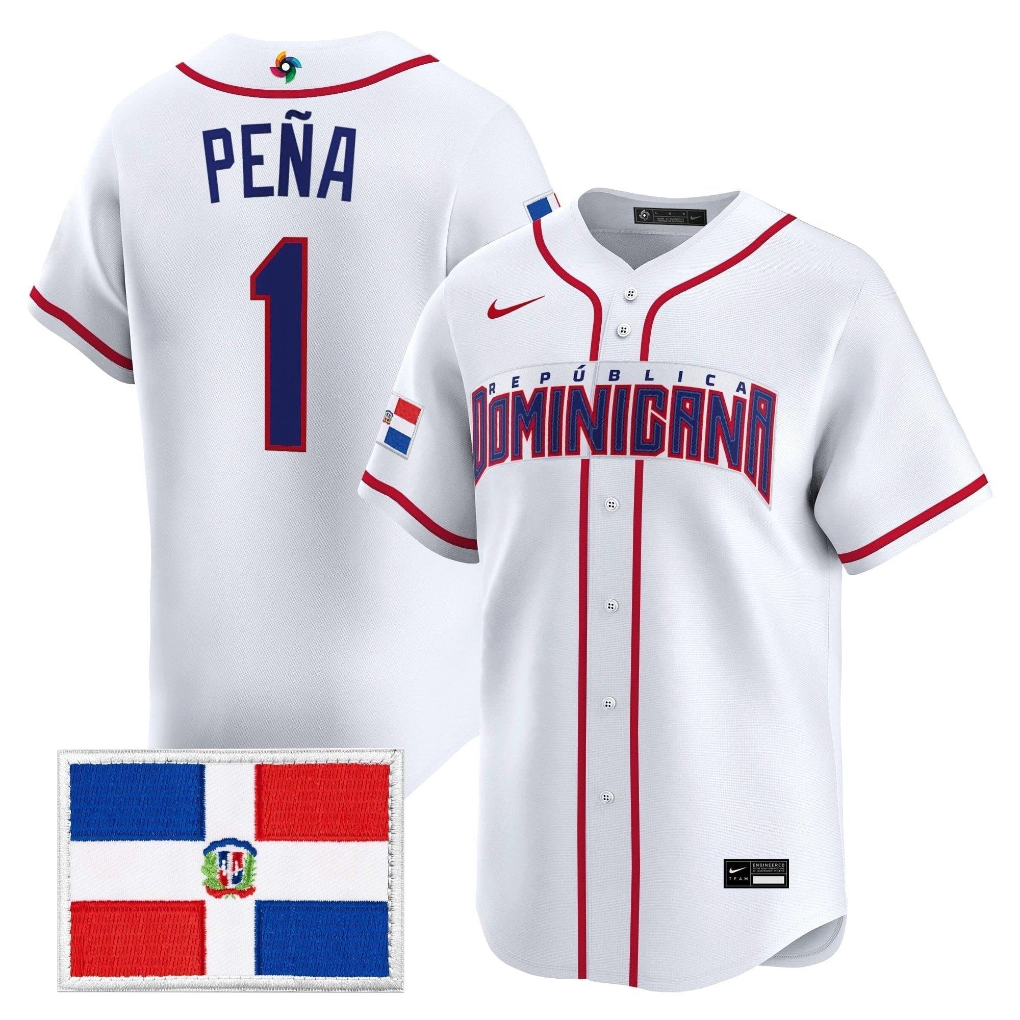 Team Dominican Republic World Baseball Classic Vapor Premier Jersey - All Stitched by Team Dominican Republic