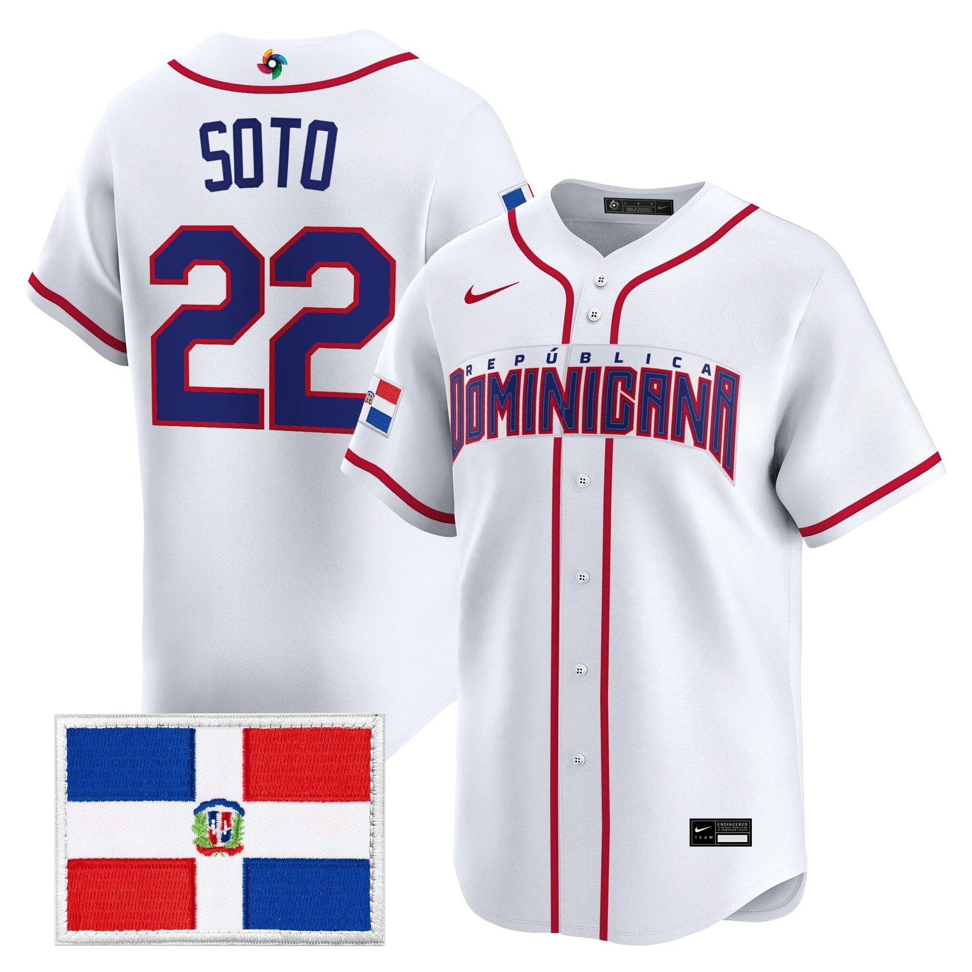 Team Dominican Republic World Baseball Classic Vapor Premier Jersey - All Stitched by Team Dominican Republic