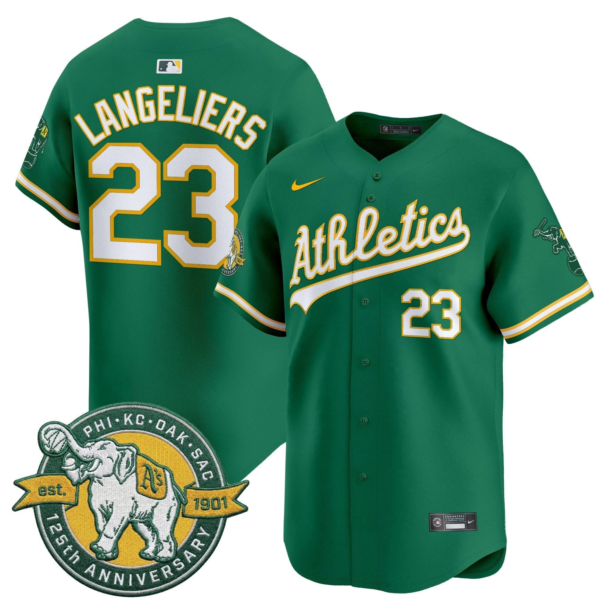 OAK 125th Anniversary Patch Vapor Premier Limited Jersey - All Stitched by Oakland Athletics