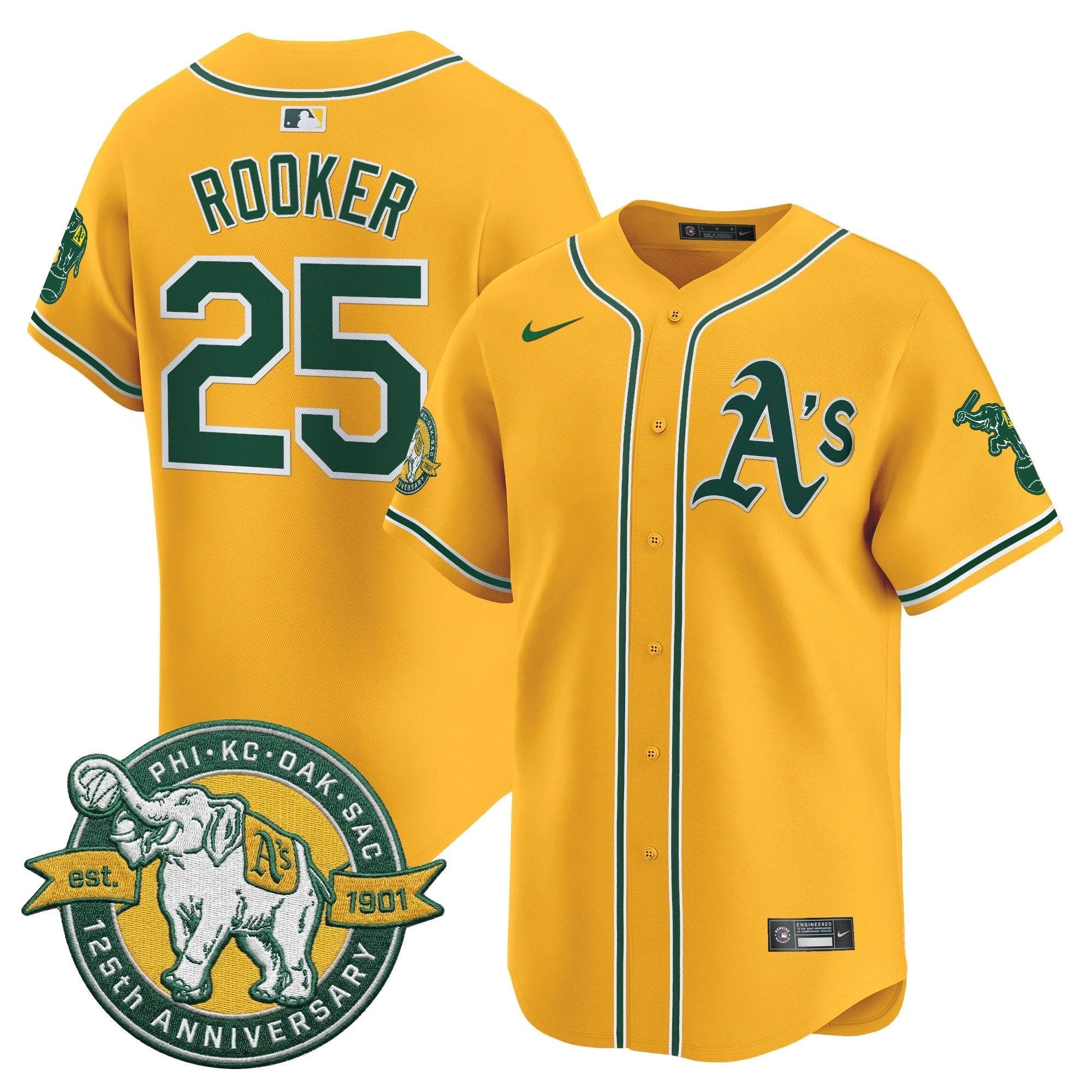 OAK 125th Anniversary Patch Vapor Premier Limited Jersey - All Stitched by Oakland Athletics