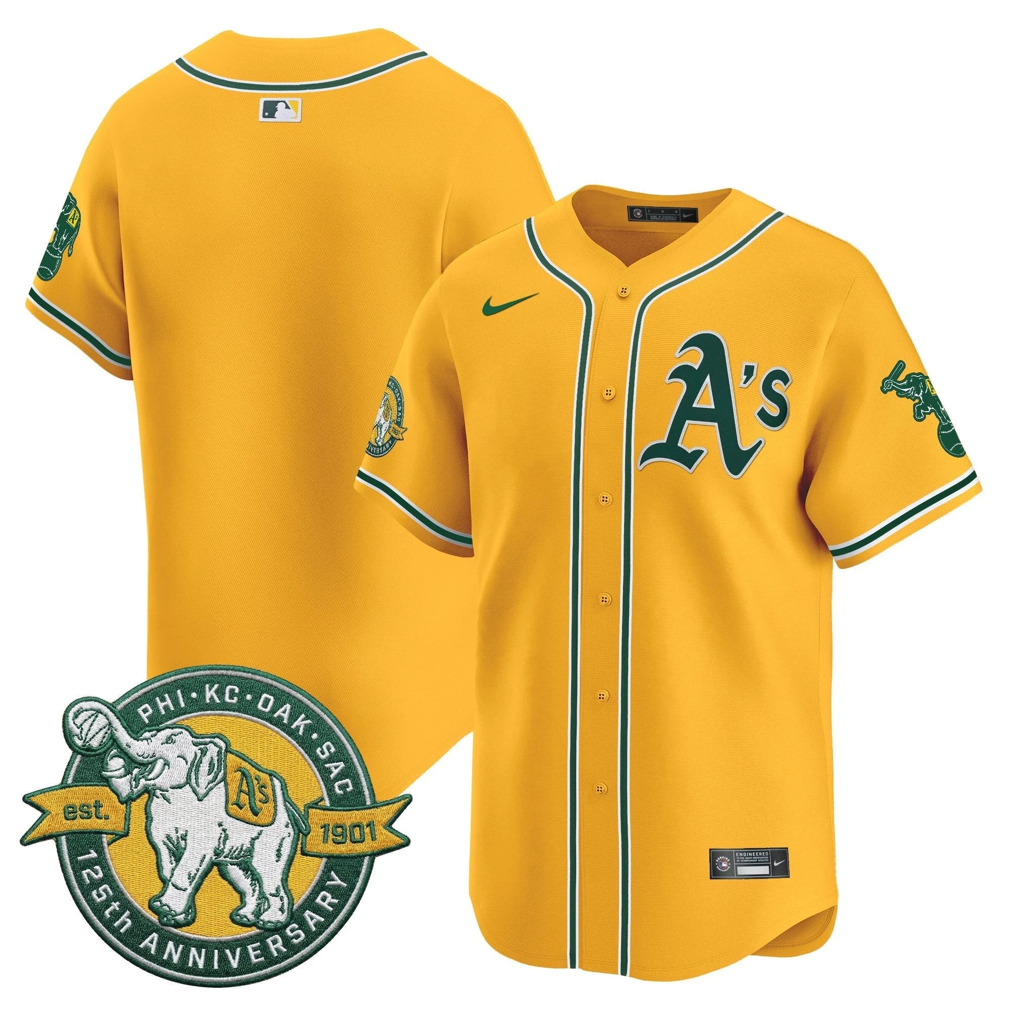 OAK 125th Anniversary Patch Vapor Premier Limited Jersey - All Stitched by Oakland Athletics