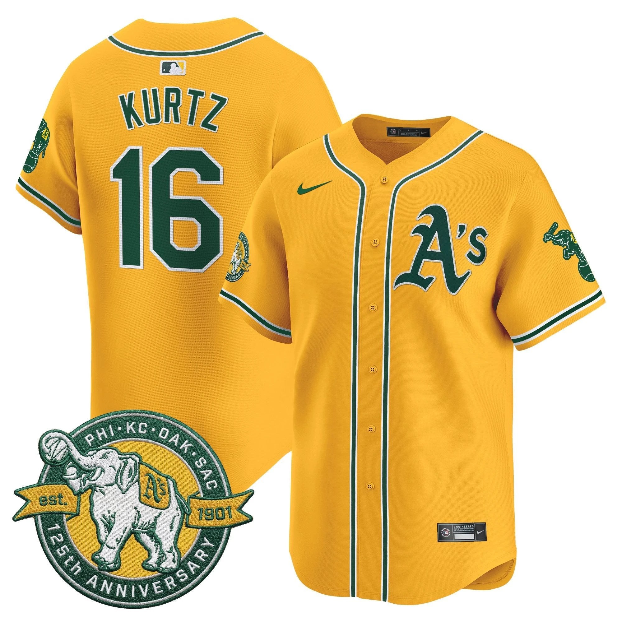 OAK 125th Anniversary Patch Vapor Premier Limited Jersey - All Stitched by Oakland Athletics