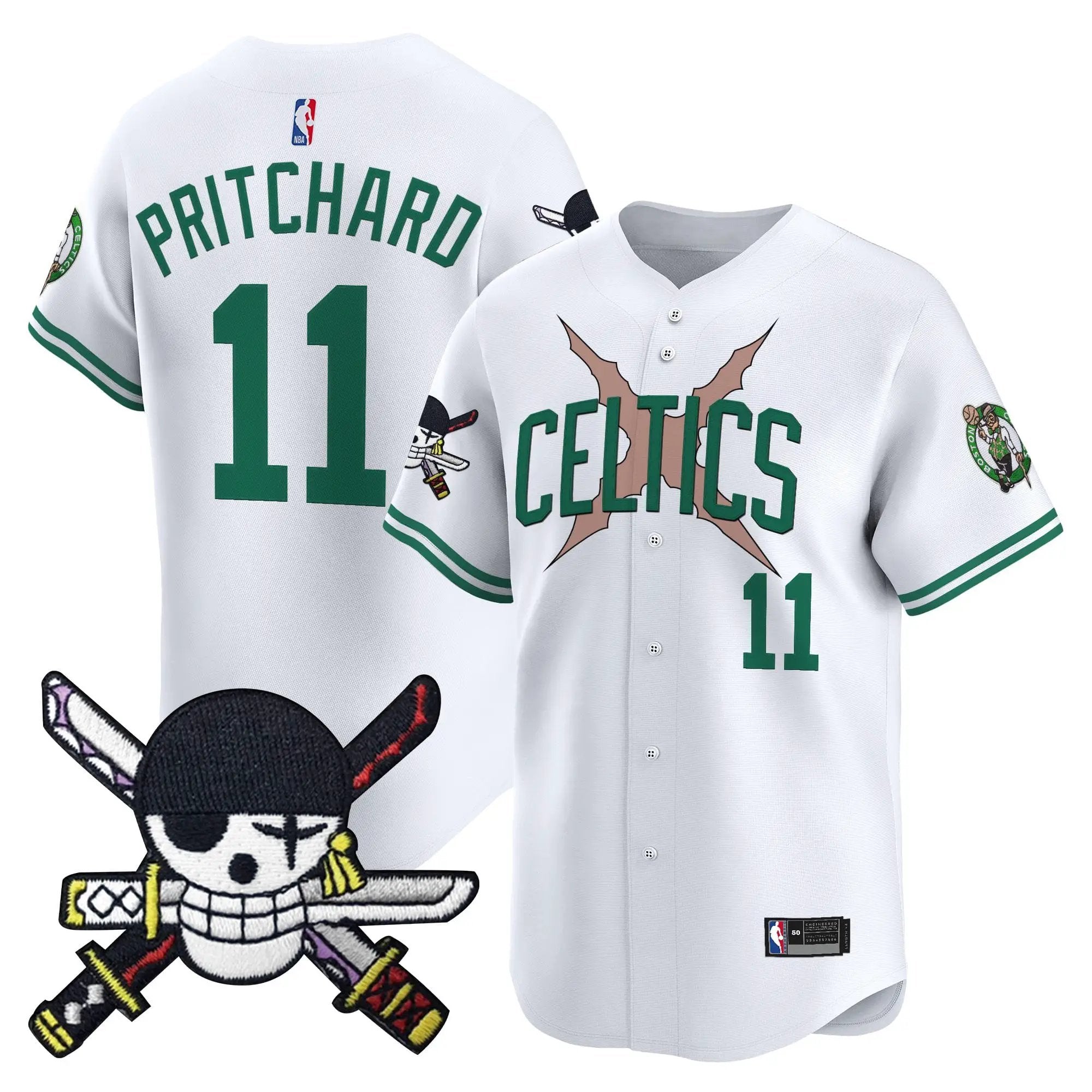 Boston Celtics x OP Patch Vapor Baseball Jersey - Zoro Edition - Stitched by Boston Celtics
