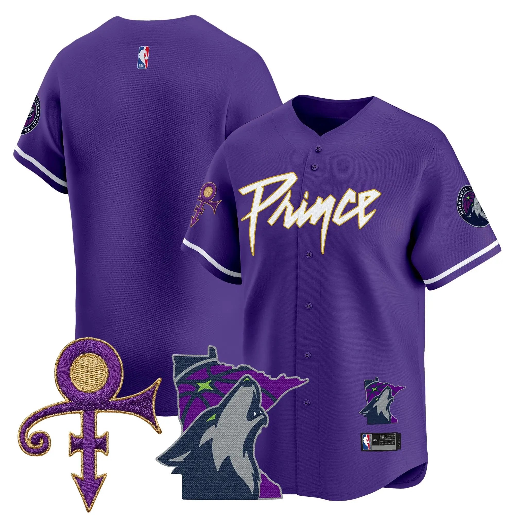 Minnesota Timberwolves Prince Patch Vapor Baseball Jersey - All Stitched by Minnesota Timberwolves