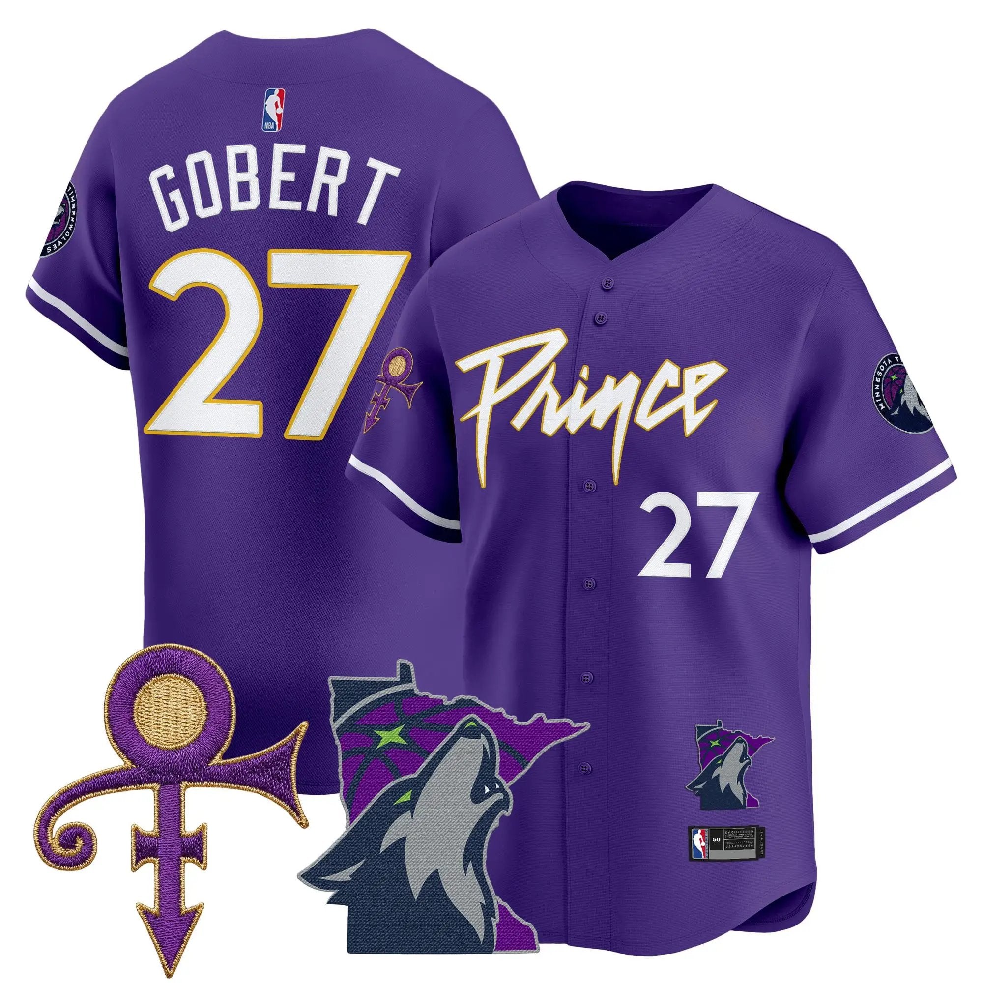 Minnesota Timberwolves Prince Patch Vapor Baseball Jersey - All Stitched by Minnesota Timberwolves
