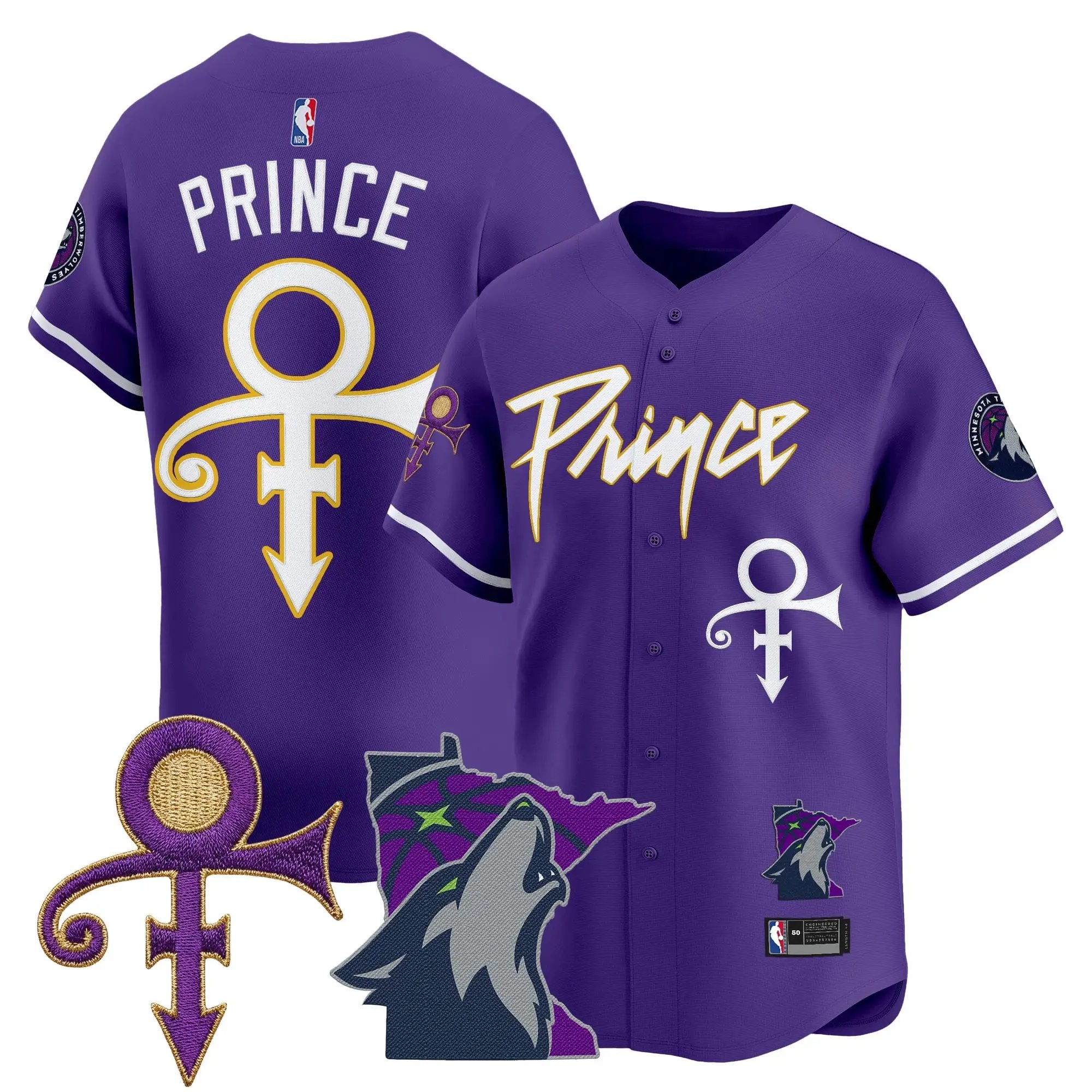 Minnesota Timberwolves Prince Patch Vapor Baseball Jersey - All Stitched by Minnesota Timberwolves