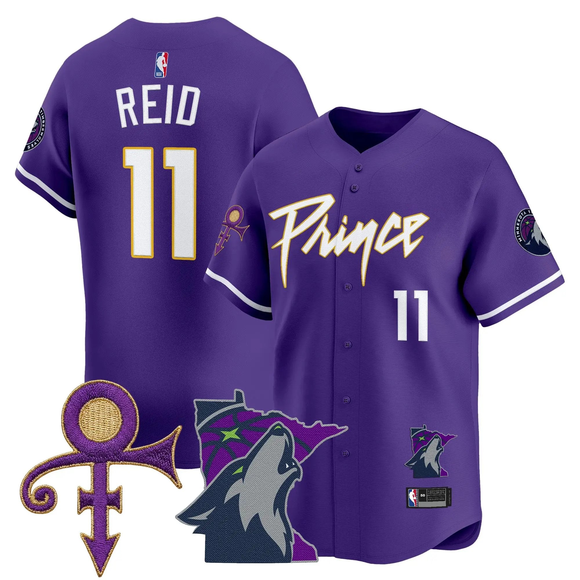 Minnesota Timberwolves Prince Patch Vapor Baseball Jersey - All Stitched by Minnesota Timberwolves