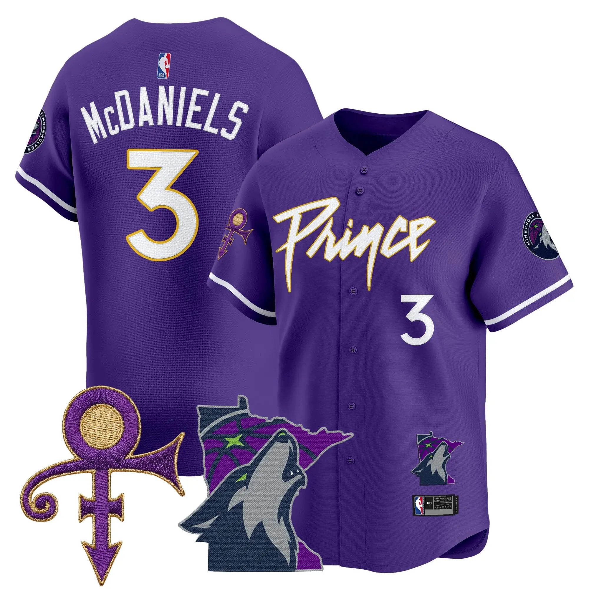 Minnesota Timberwolves Prince Patch Vapor Baseball Jersey - All Stitched by Minnesota Timberwolves