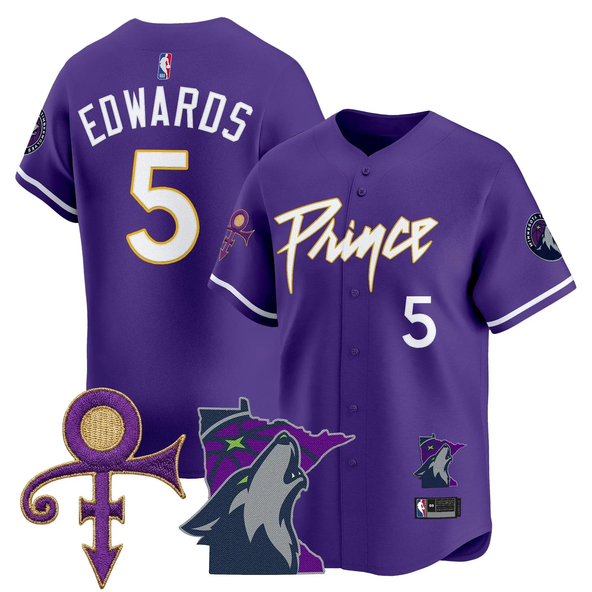 Minnesota Timberwolves Prince Patch Vapor Baseball Jersey - All Stitched by Minnesota Timberwolves