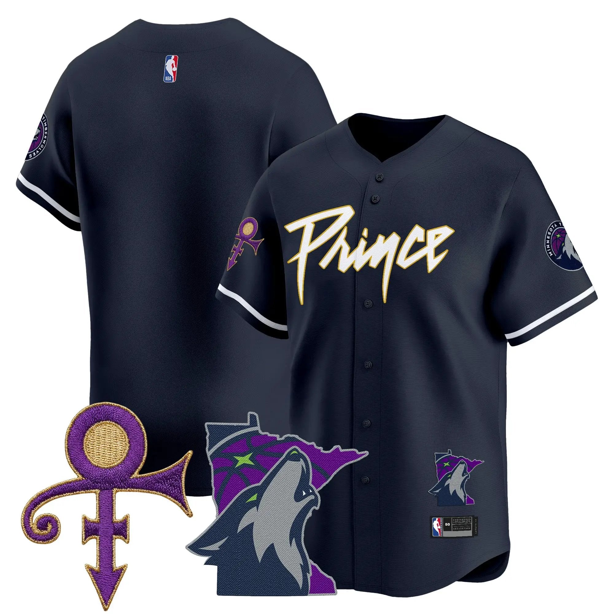 Minnesota Timberwolves Prince Patch Vapor Baseball Jersey - All Stitched by Minnesota Timberwolves