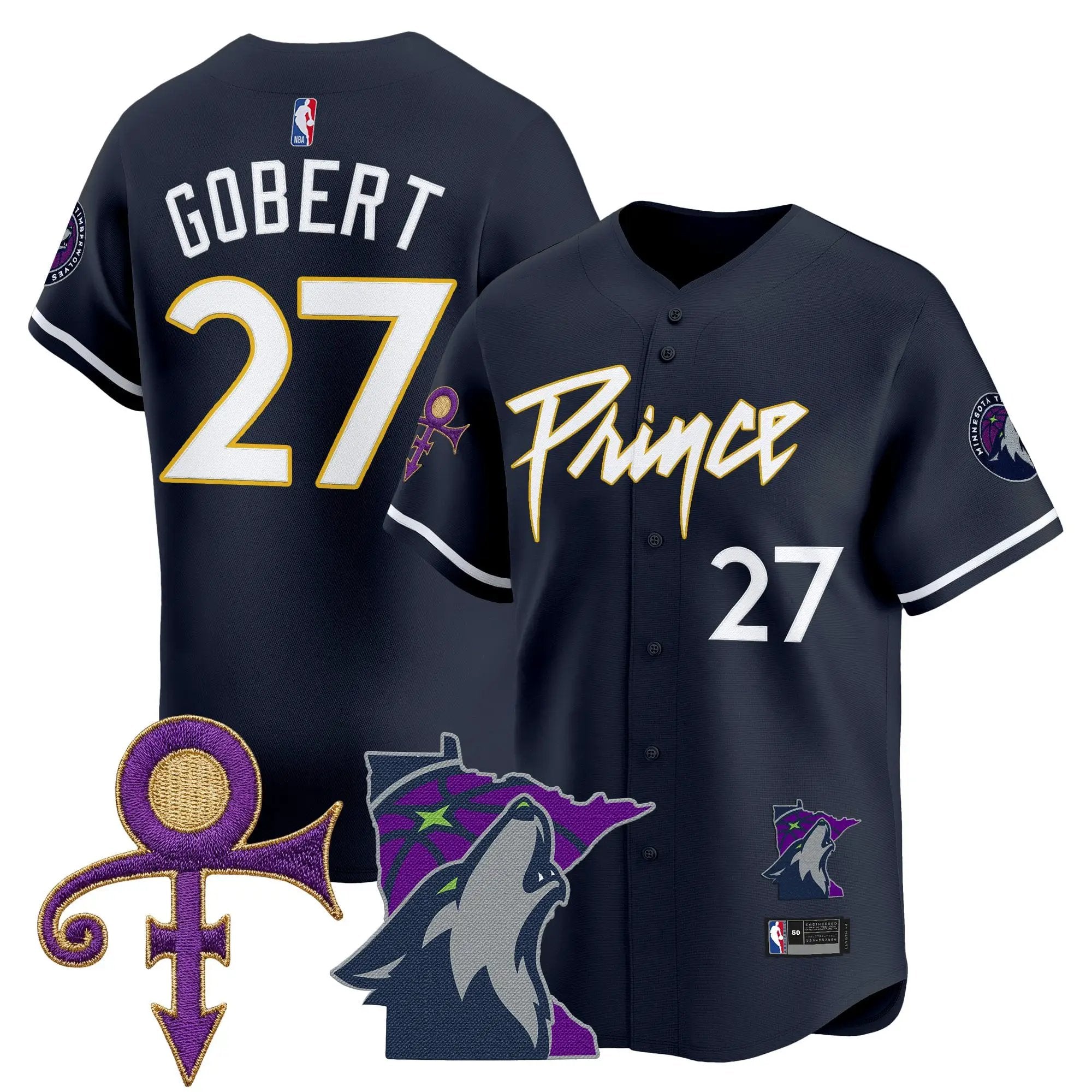 Minnesota Timberwolves Prince Patch Vapor Baseball Jersey - All Stitched by Minnesota Timberwolves