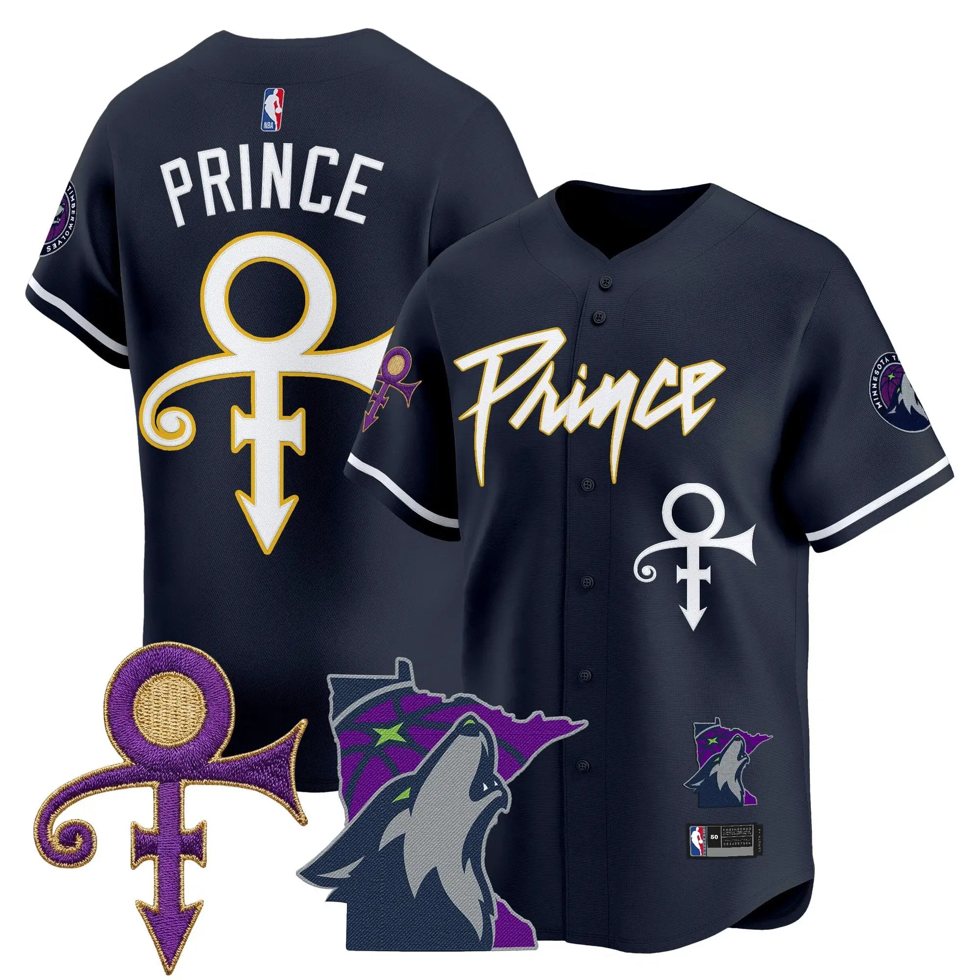 Minnesota Timberwolves Prince Patch Vapor Baseball Jersey - All Stitched by Minnesota Timberwolves