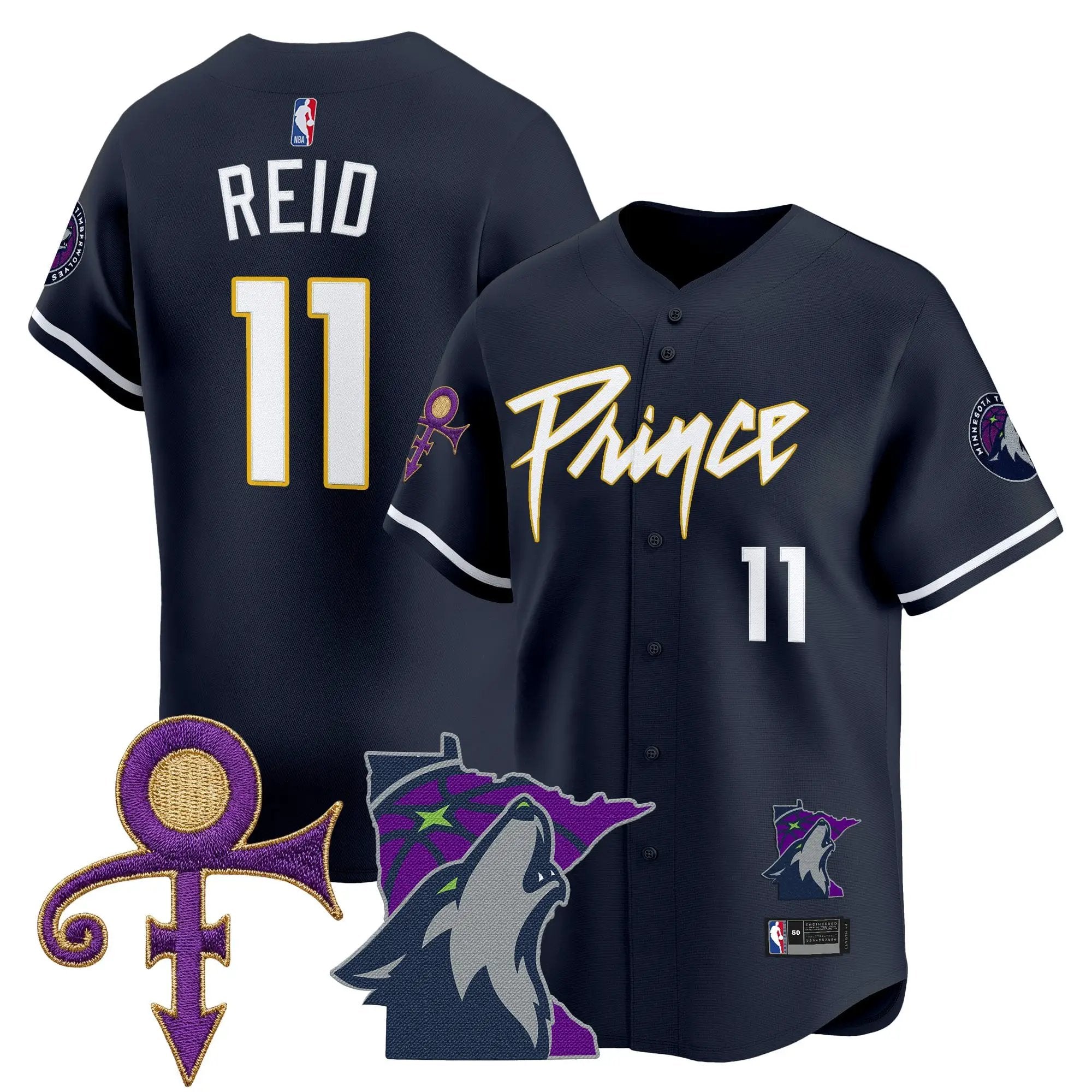 Minnesota Timberwolves Prince Patch Vapor Baseball Jersey - All Stitched by Minnesota Timberwolves
