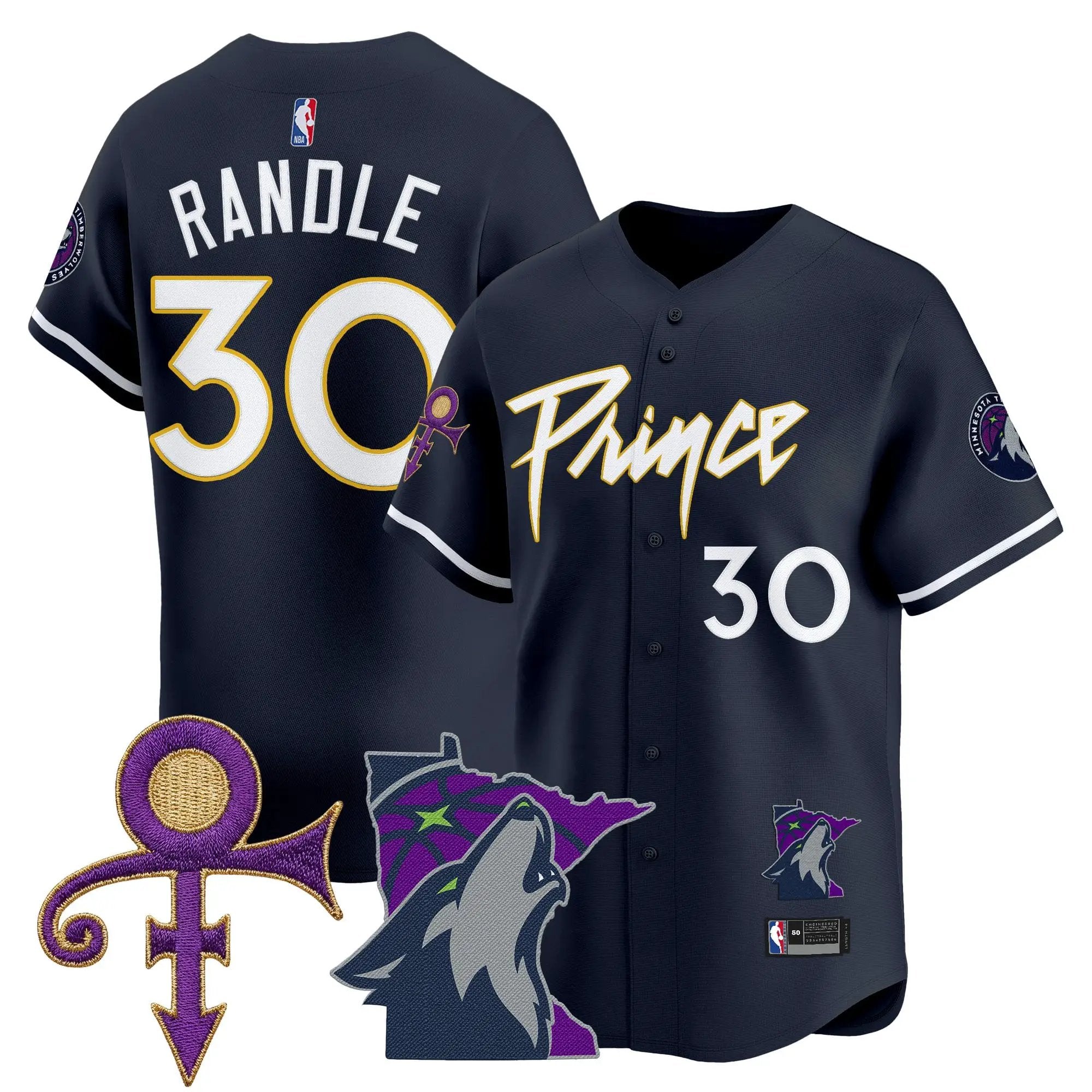 Minnesota Timberwolves Prince Patch Vapor Baseball Jersey - All Stitched by Minnesota Timberwolves