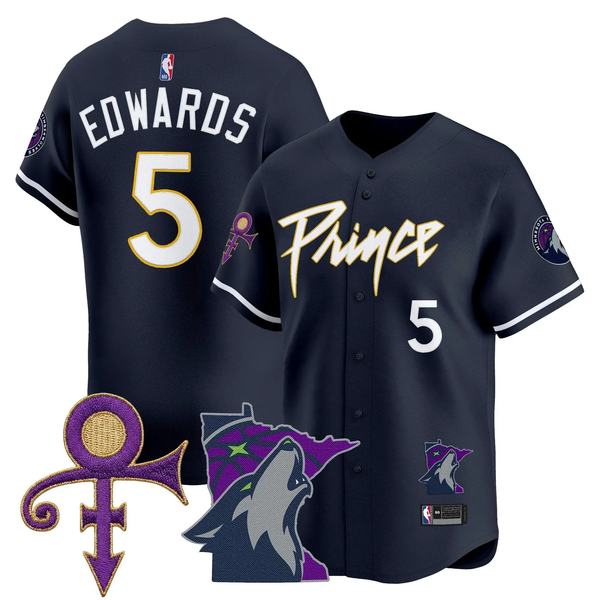 Minnesota Timberwolves Prince Patch Vapor Baseball Jersey - All Stitched by Minnesota Timberwolves