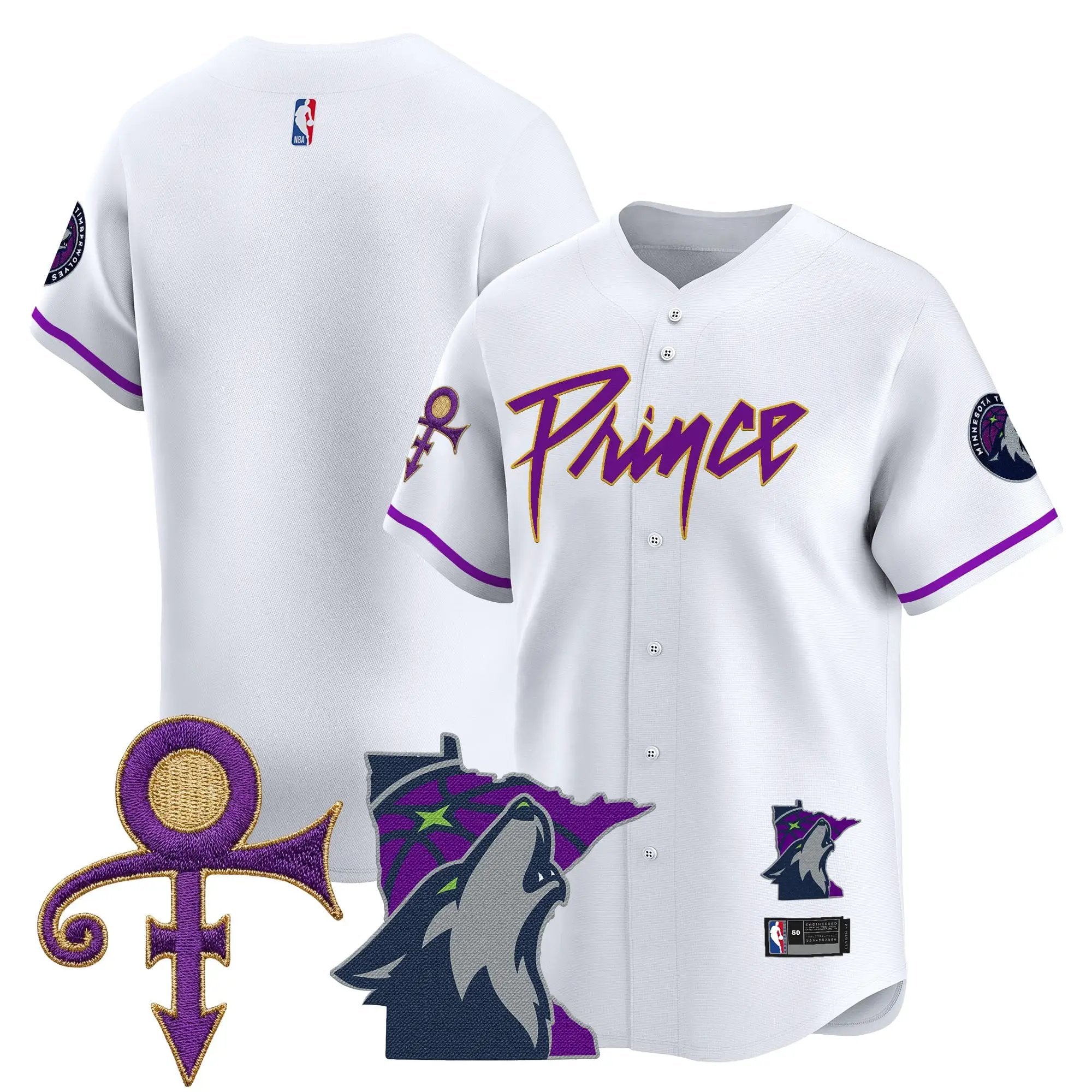 Minnesota Timberwolves Prince Patch Vapor Baseball Jersey - All Stitched by Minnesota Timberwolves