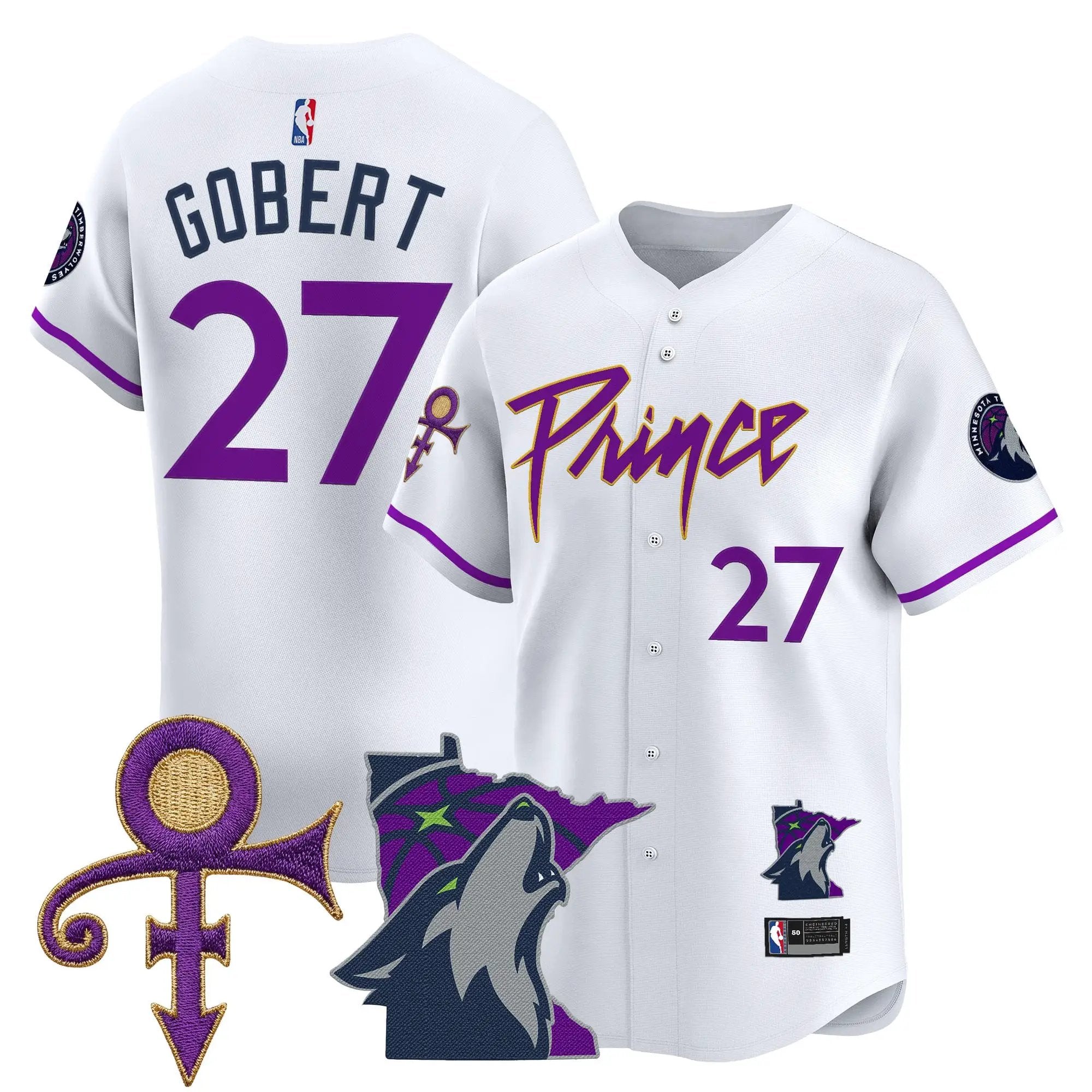 Minnesota Timberwolves Prince Patch Vapor Baseball Jersey - All Stitched by Minnesota Timberwolves