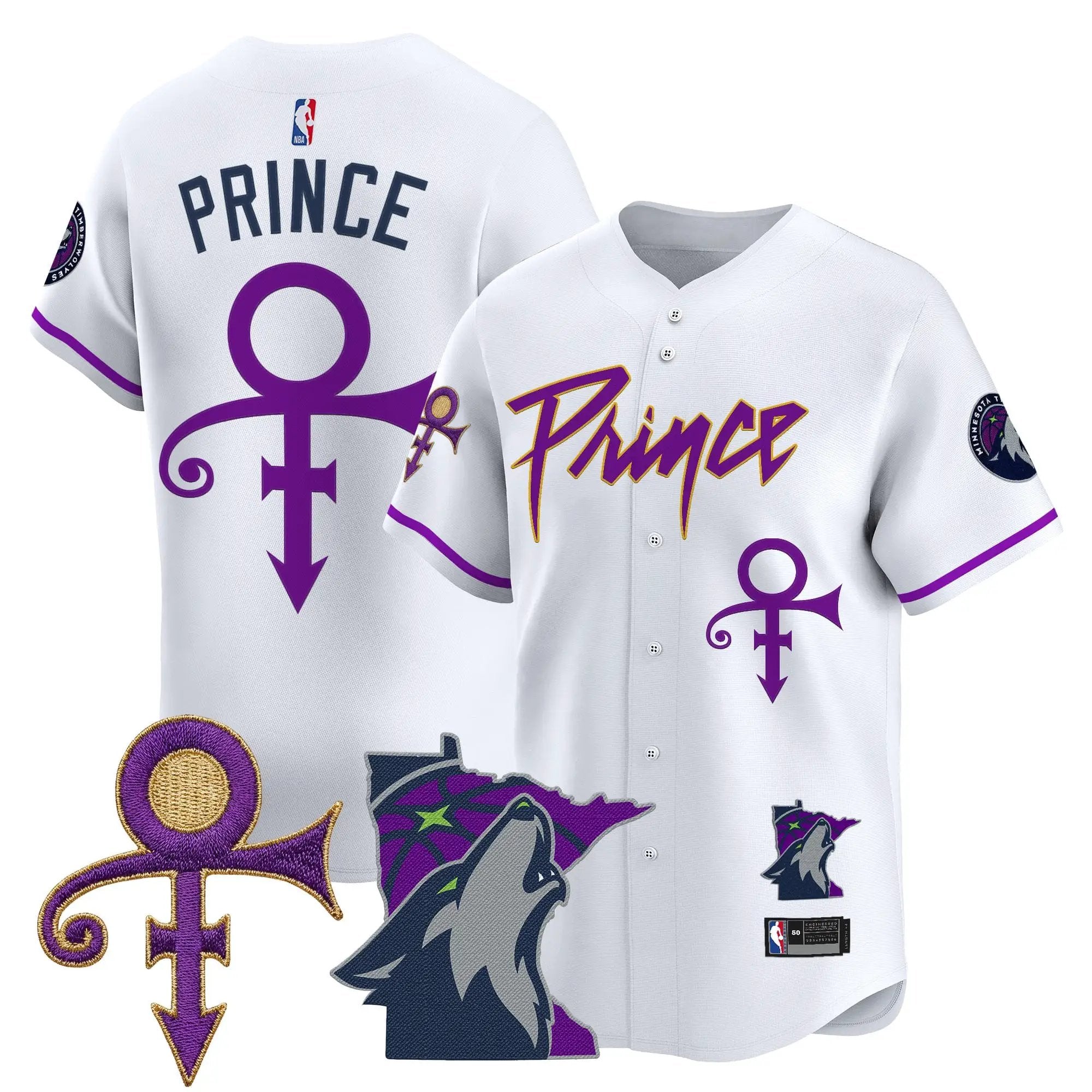 Minnesota Timberwolves Prince Patch Vapor Baseball Jersey - All Stitched by Minnesota Timberwolves
