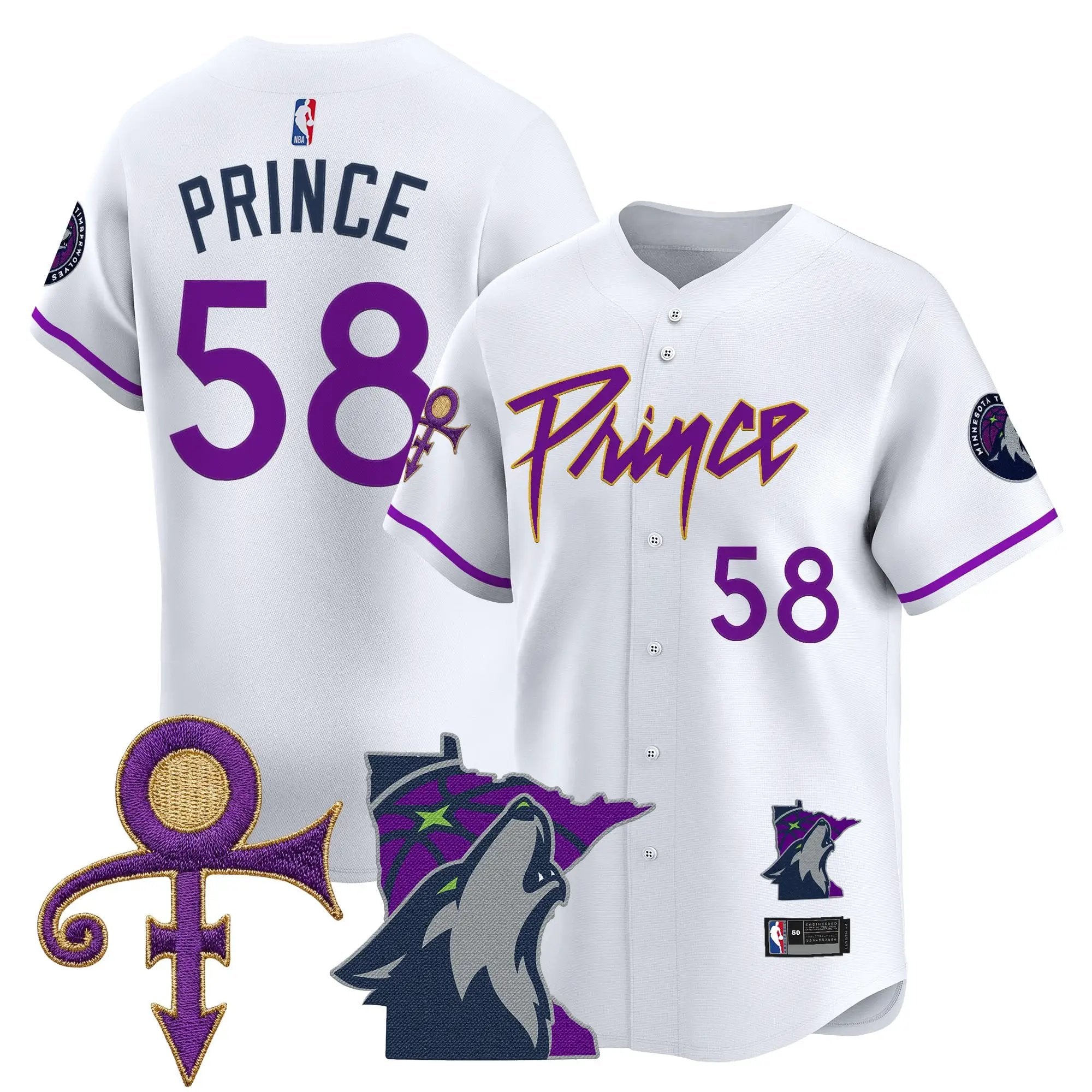 Minnesota Timberwolves Prince Patch Vapor Baseball Jersey - All Stitched by Minnesota Timberwolves