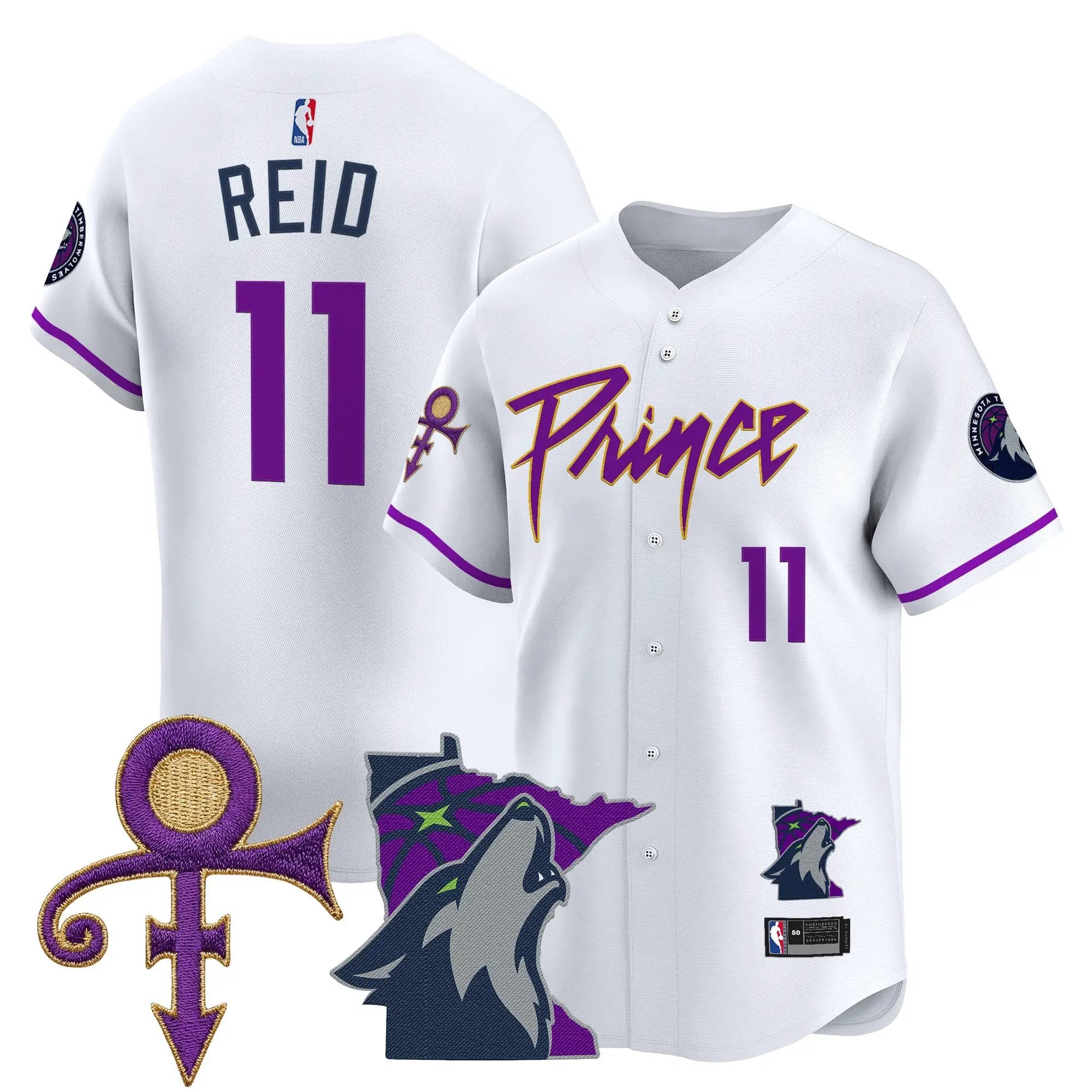 Minnesota Timberwolves Prince Patch Vapor Baseball Jersey - All Stitched by Minnesota Timberwolves