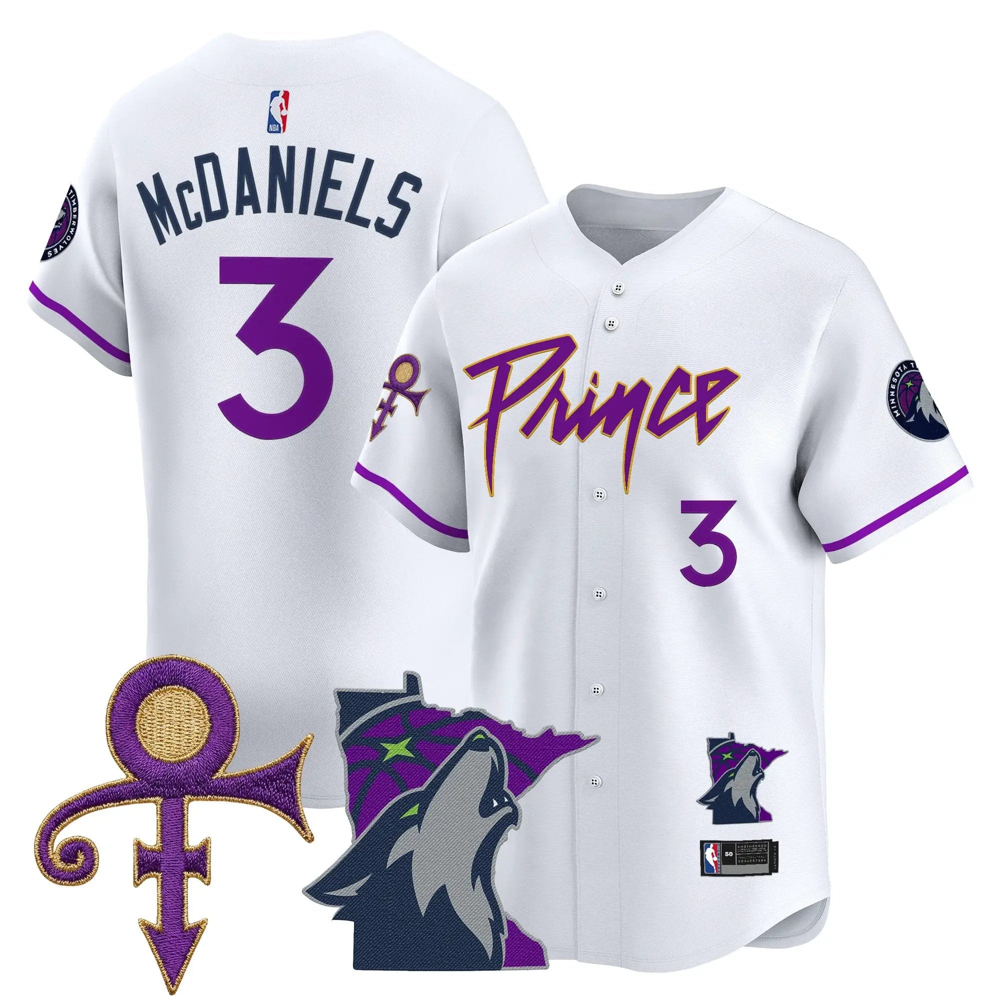 Minnesota Timberwolves Prince Patch Vapor Baseball Jersey - All Stitched by Minnesota Timberwolves