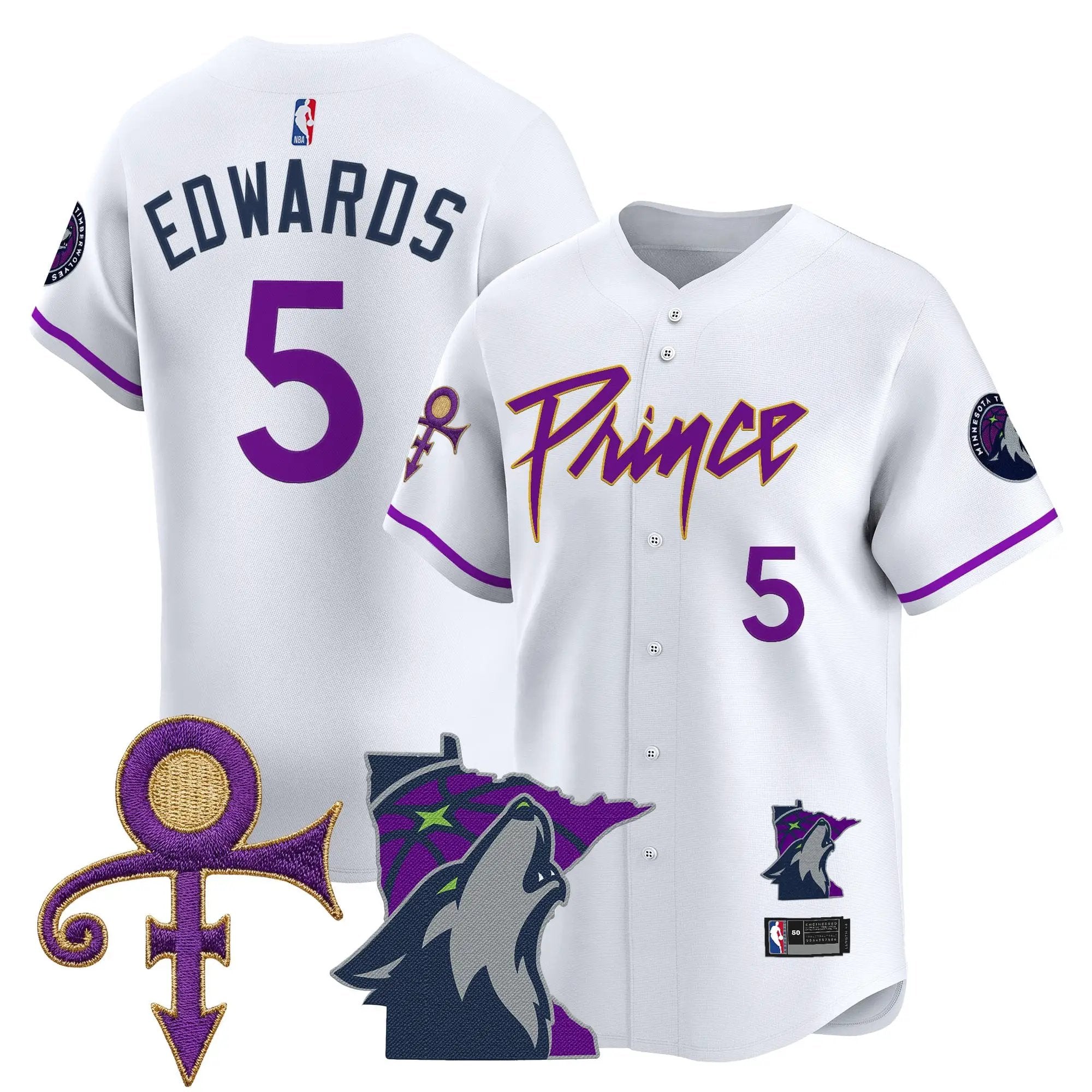 Minnesota Timberwolves Prince Patch Vapor Baseball Jersey - All Stitched by Minnesota Timberwolves
