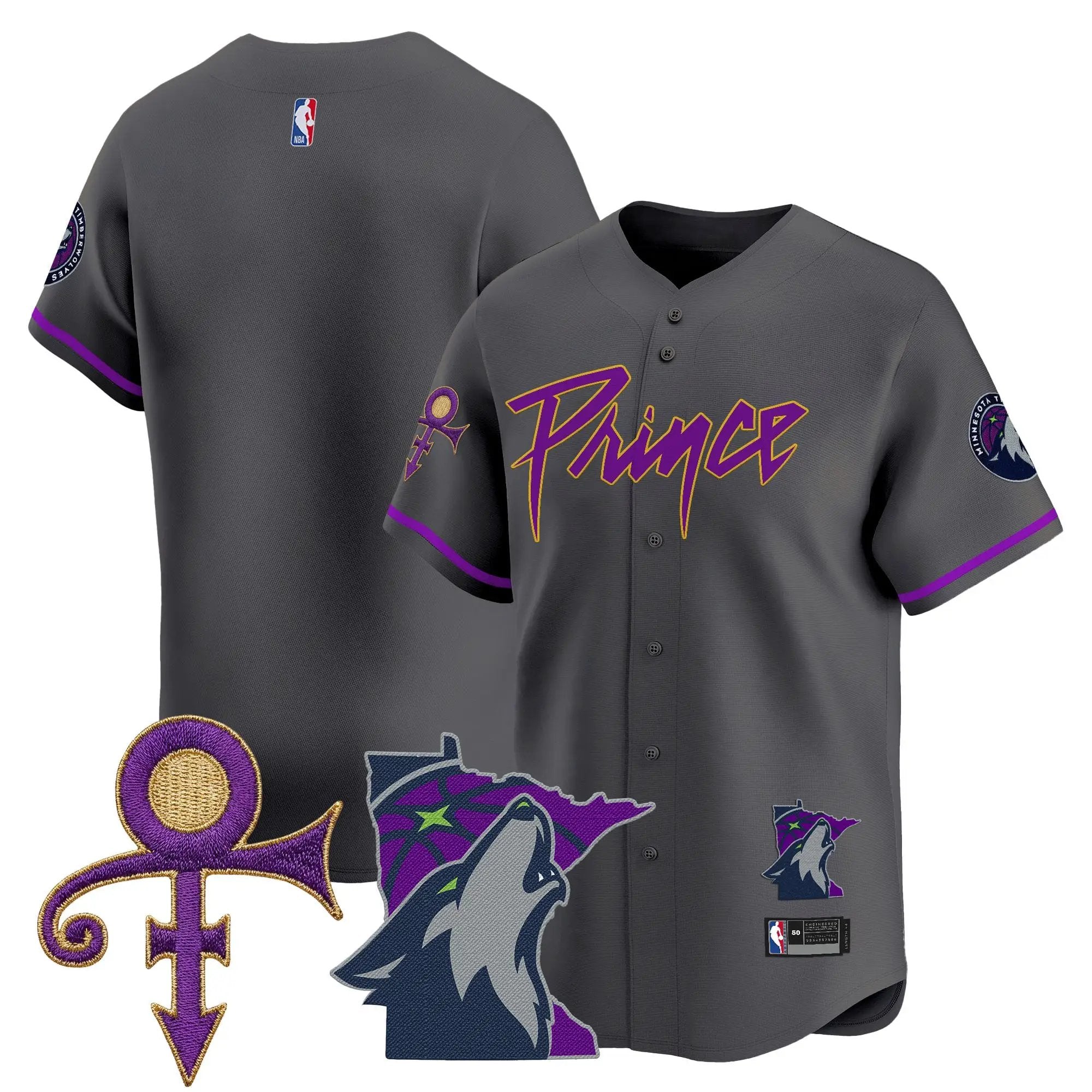 Minnesota Timberwolves Prince Patch Vapor Baseball Jersey - All Stitched by Minnesota Timberwolves