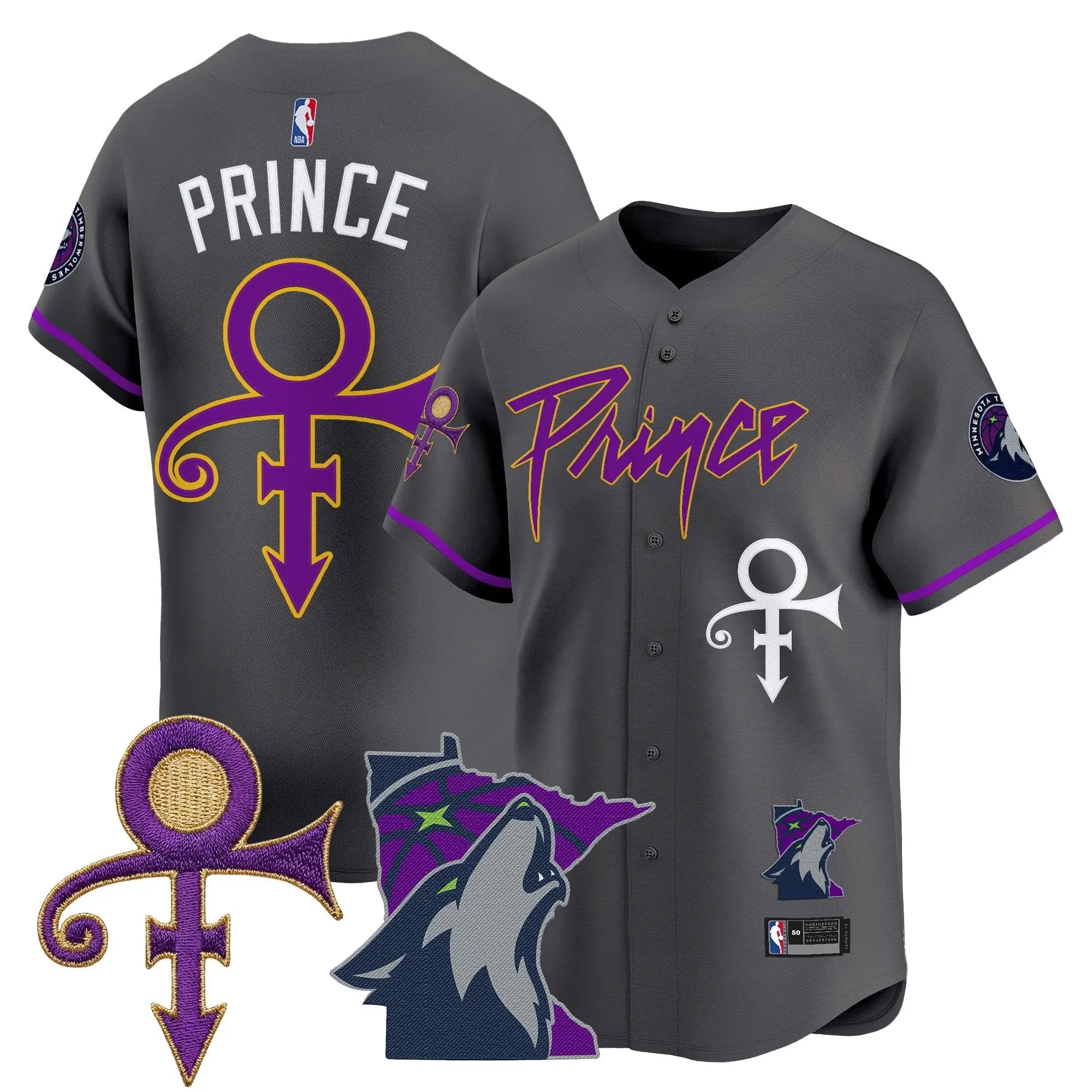 Minnesota Timberwolves Prince Patch Vapor Baseball Jersey - All Stitched by Minnesota Timberwolves