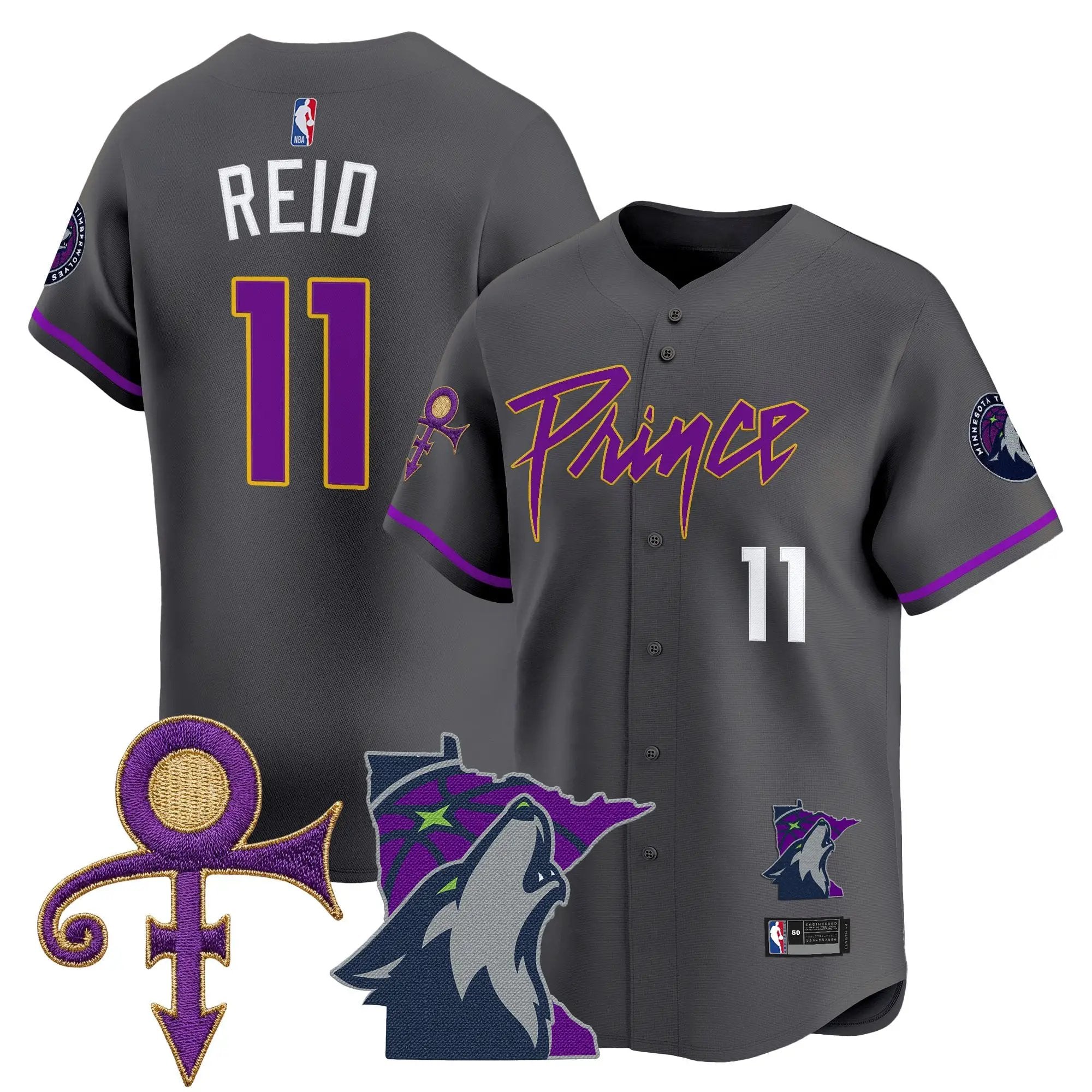 Minnesota Timberwolves Prince Patch Vapor Baseball Jersey - All Stitched by Minnesota Timberwolves