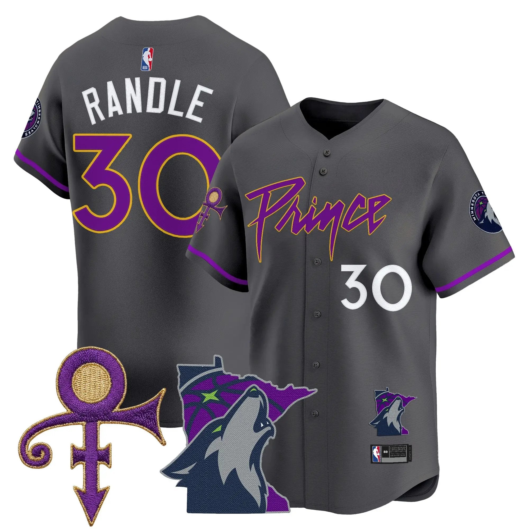 Minnesota Timberwolves Prince Patch Vapor Baseball Jersey - All Stitched by Minnesota Timberwolves