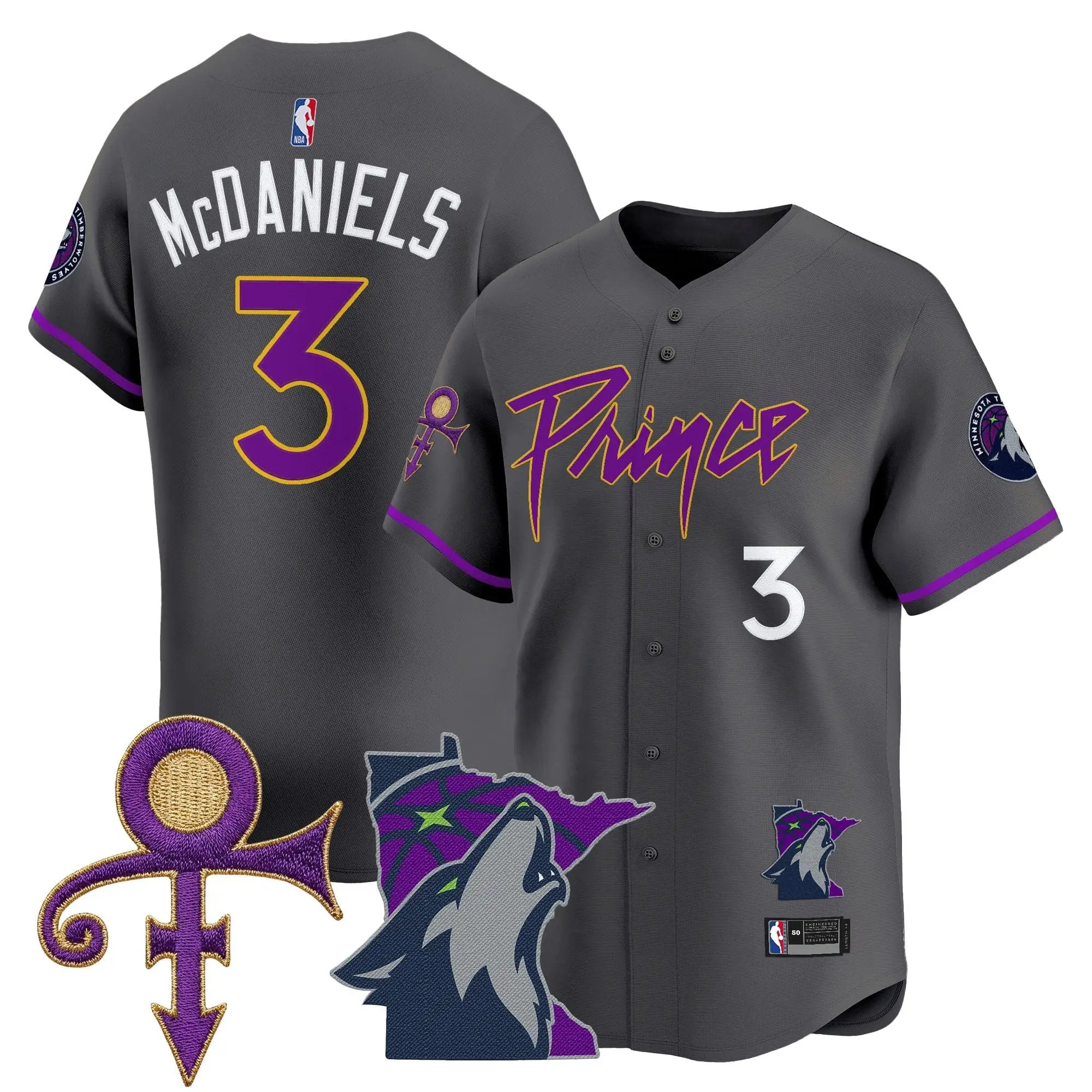 Minnesota Timberwolves Prince Patch Vapor Baseball Jersey - All Stitched by Minnesota Timberwolves