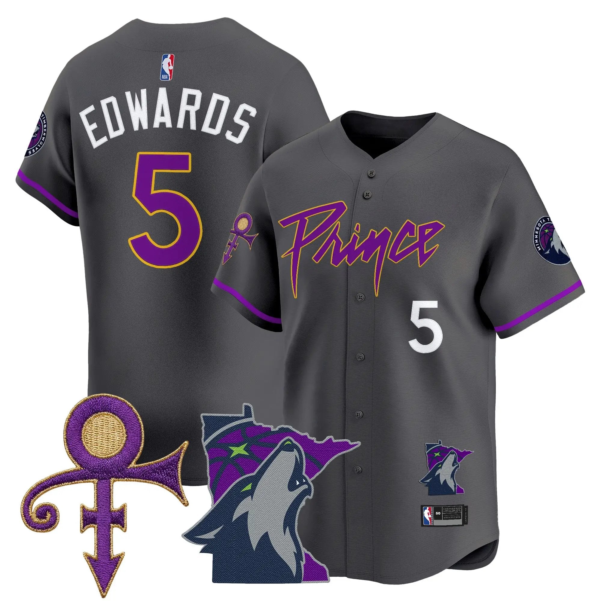 Minnesota Timberwolves Prince Patch Vapor Baseball Jersey - All Stitched by Minnesota Timberwolves