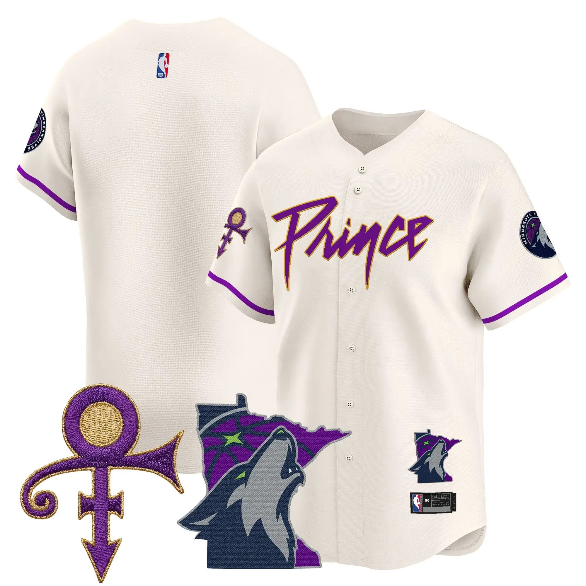 Minnesota Timberwolves Prince Patch Vapor Baseball Jersey - All Stitched by Minnesota Timberwolves