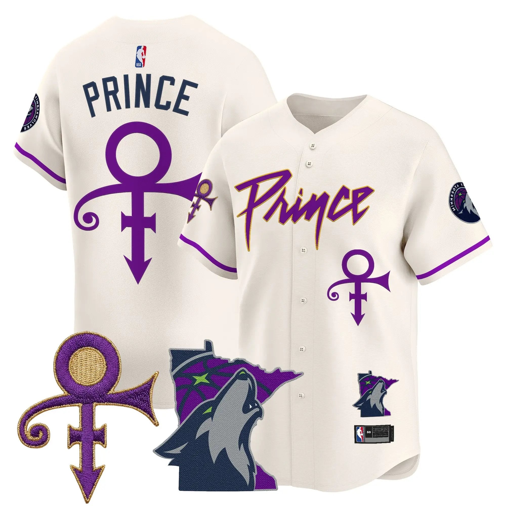 Minnesota Timberwolves Prince Patch Vapor Baseball Jersey - All Stitched by Minnesota Timberwolves
