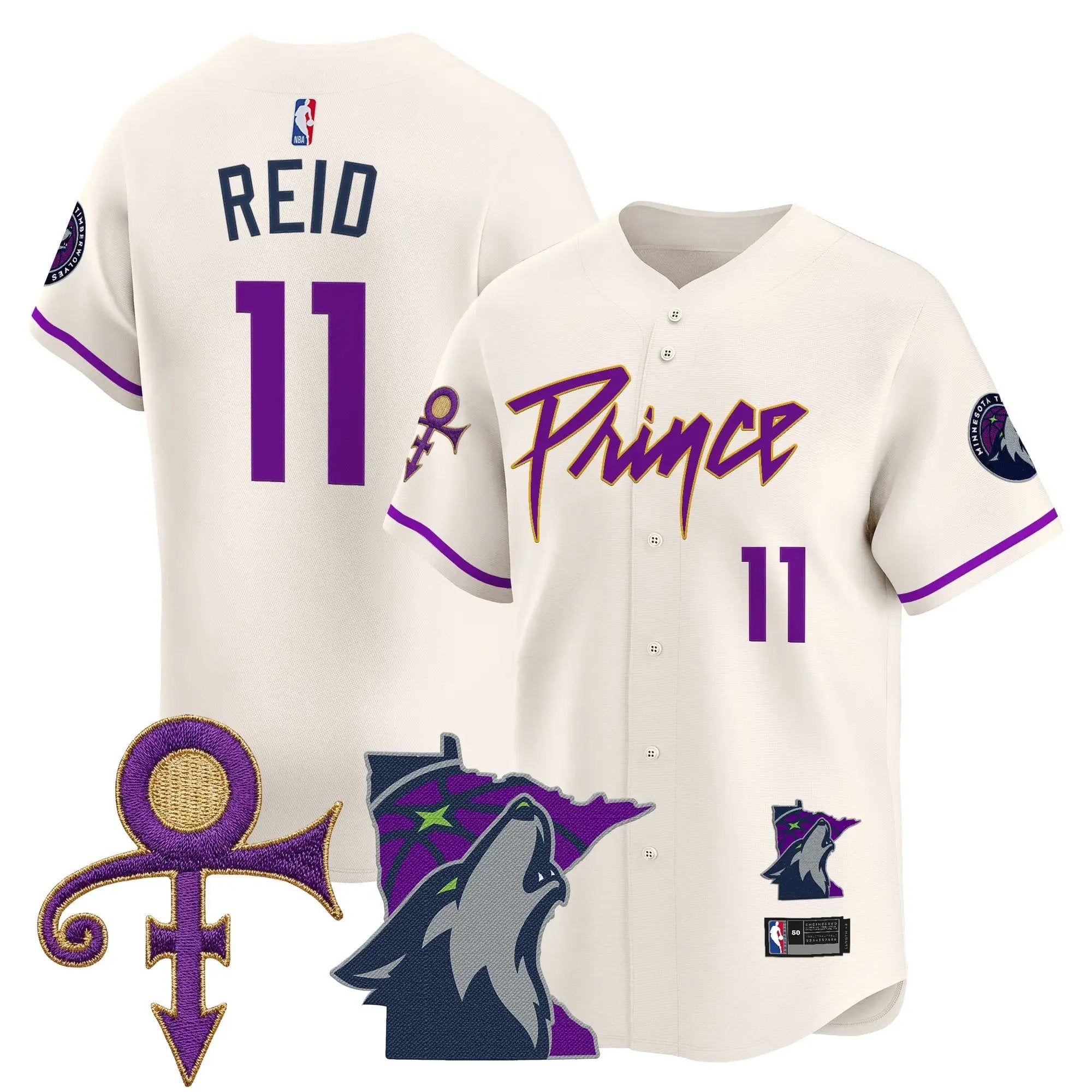 Minnesota Timberwolves Prince Patch Vapor Baseball Jersey - All Stitched by Minnesota Timberwolves