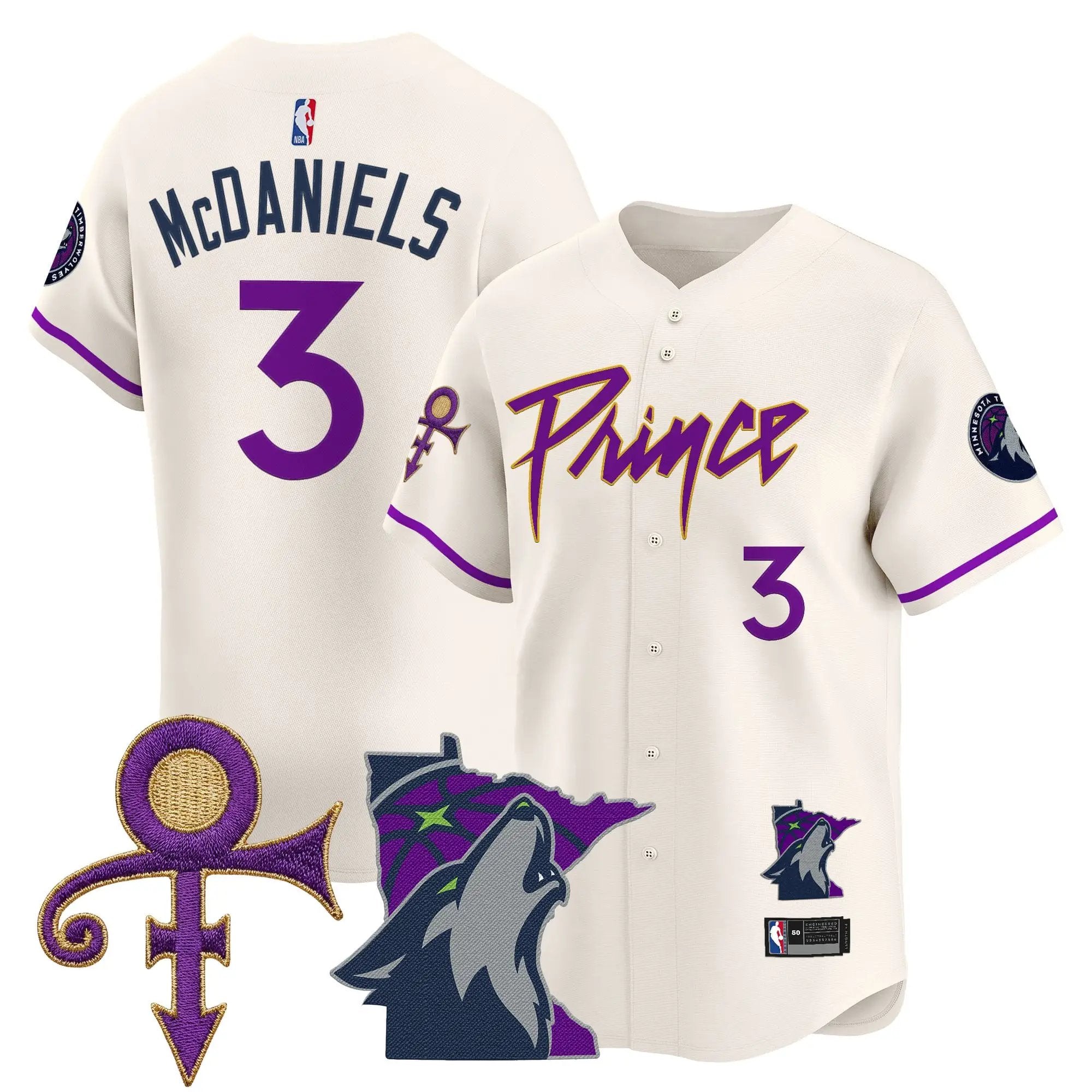 Minnesota Timberwolves Prince Patch Vapor Baseball Jersey - All Stitched by Minnesota Timberwolves
