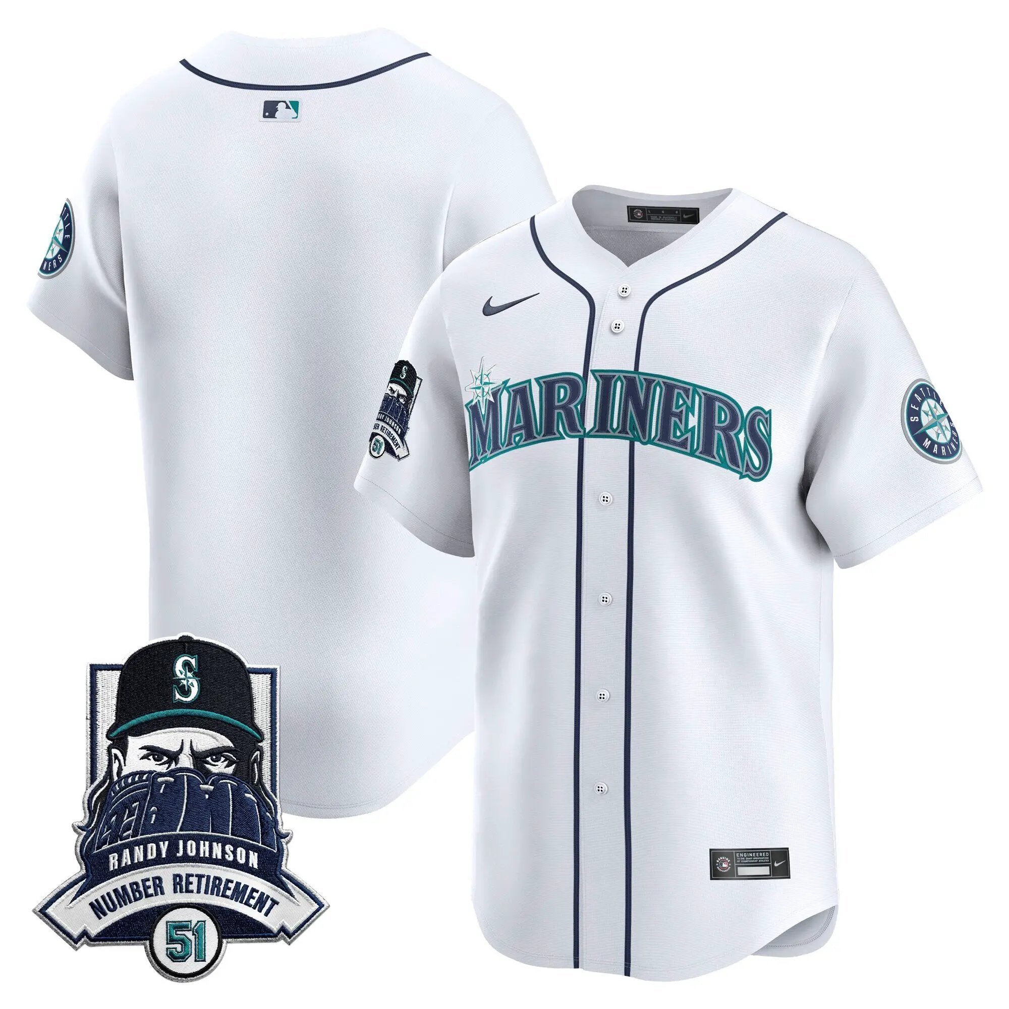 Seattle Mariners Hall-of-Famer Randy Johnson Patch Vapor Premier Limited Jersey - All Stitched by Digigearus