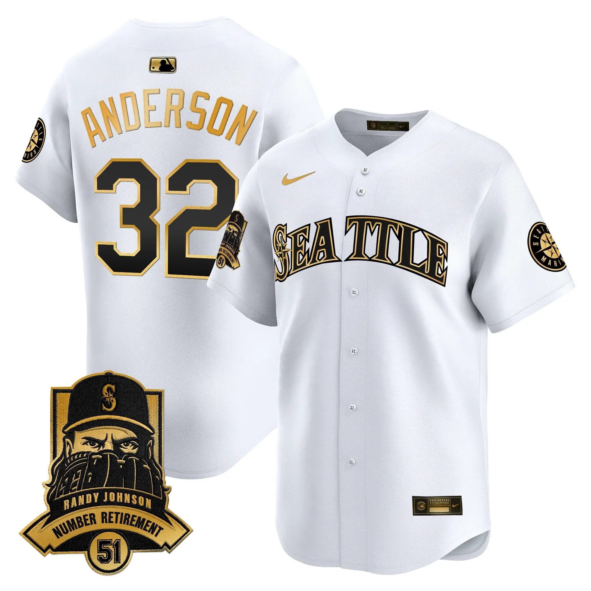 Seattle Mariners Hall-of-Famer Randy Johnson Patch Vapor Premier Limited Jersey - All Stitched by Digigearus