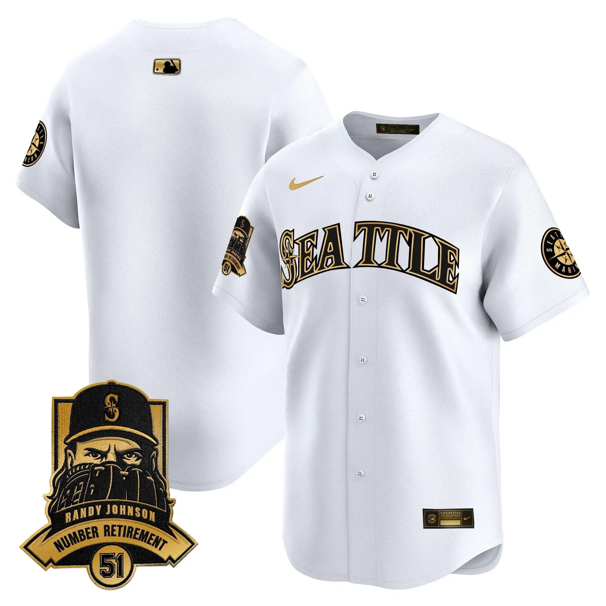 Seattle Mariners Hall-of-Famer Randy Johnson Patch Vapor Premier Limited Jersey - All Stitched by Digigearus