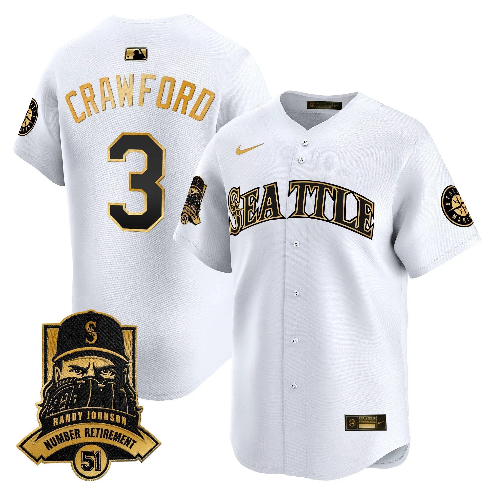 Seattle Mariners Hall-of-Famer Randy Johnson Patch Vapor Premier Limited Jersey - All Stitched by Digigearus