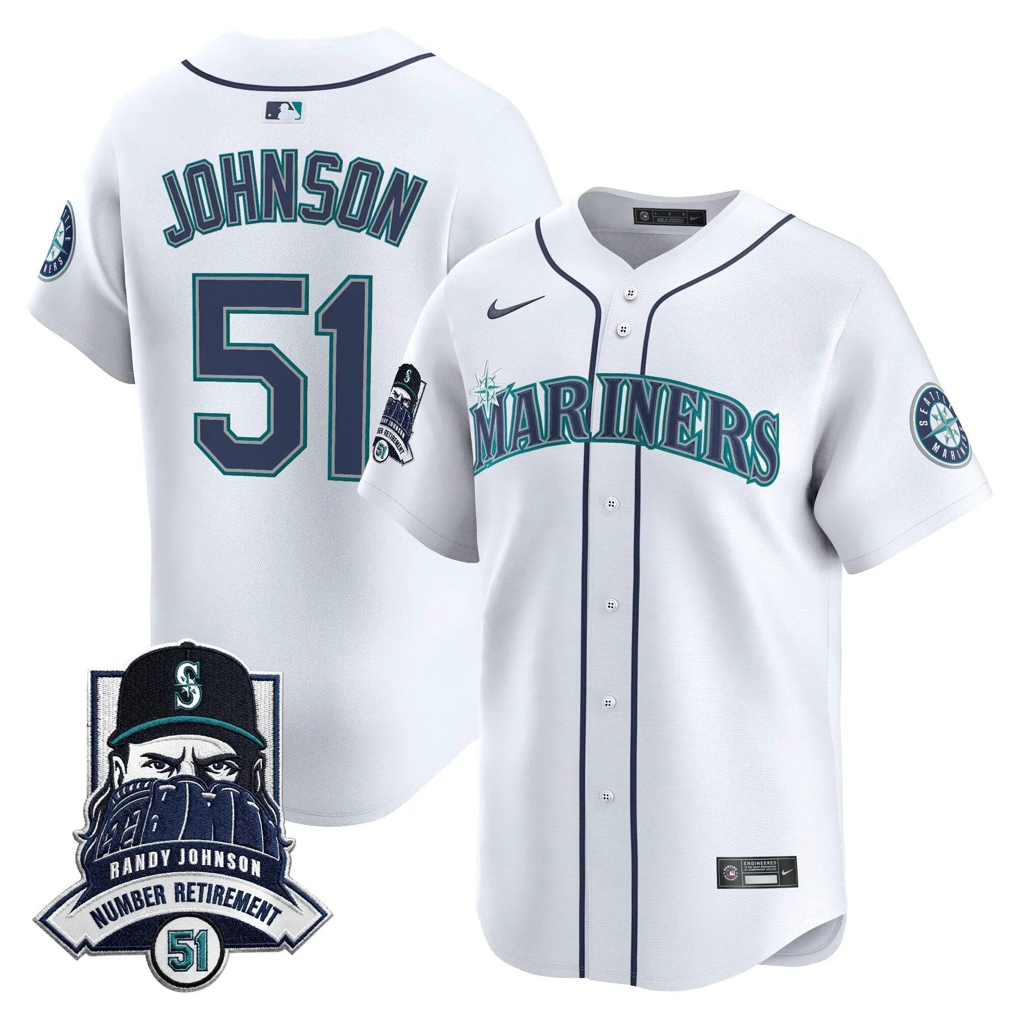 Seattle Mariners Hall-of-Famer Randy Johnson Patch Vapor Premier Limited Jersey - All Stitched by Digigearus
