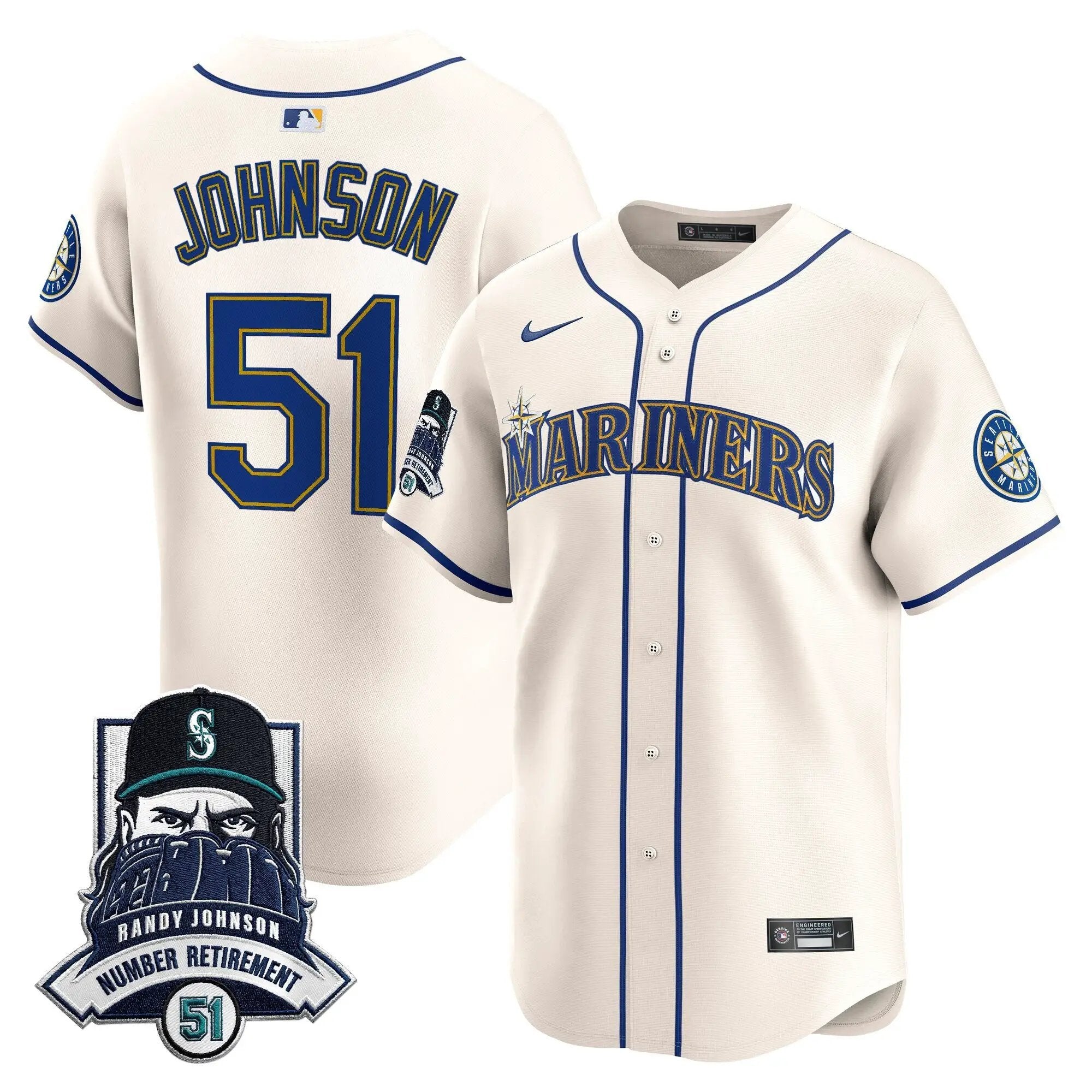 Seattle Mariners Hall-of-Famer Randy Johnson Patch Vapor Premier Limited Jersey - All Stitched by Digigearus