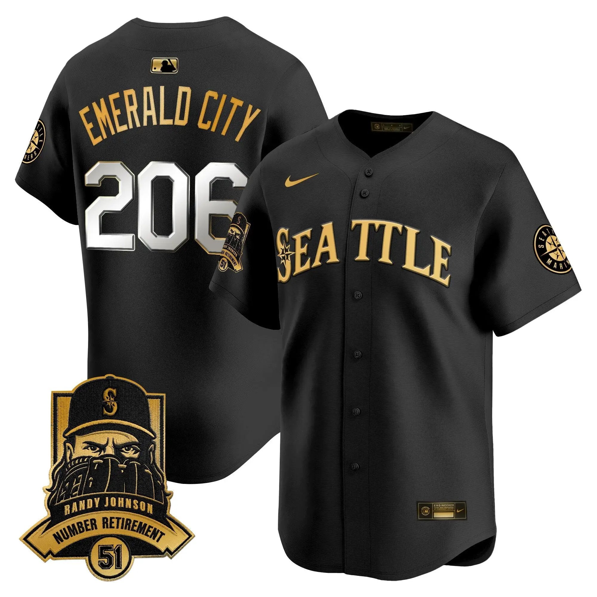 Seattle Mariners Hall-of-Famer Randy Johnson Patch Vapor Premier Limited Jersey - All Stitched by Digigearus