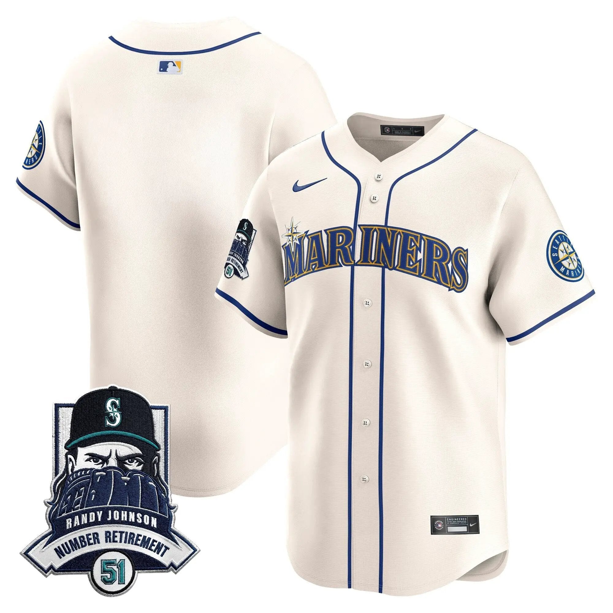 Seattle Mariners Hall-of-Famer Randy Johnson Patch Vapor Premier Limited Jersey - All Stitched by Digigearus