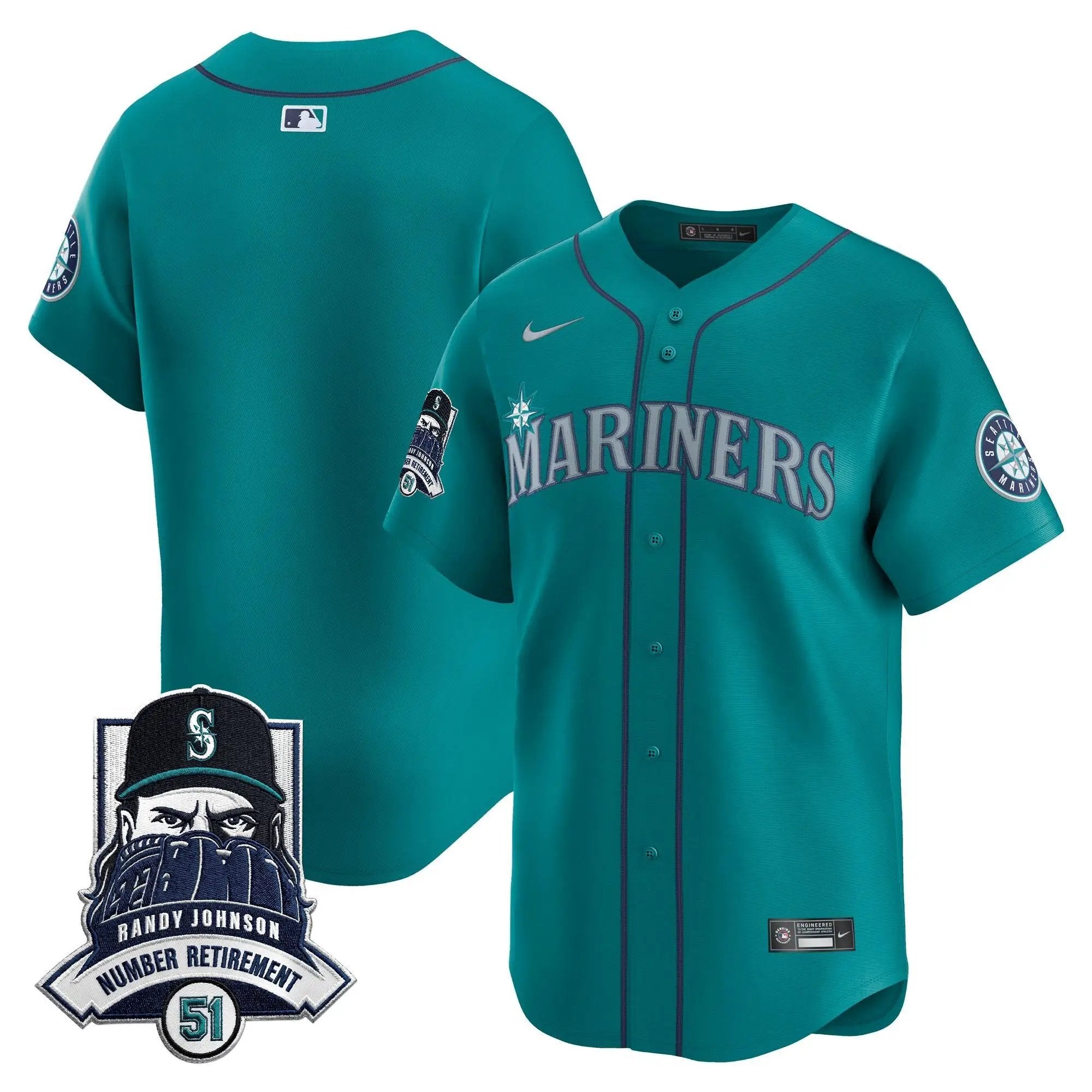 Seattle Mariners Hall-of-Famer Randy Johnson Patch Vapor Premier Limited Jersey - All Stitched by Digigearus